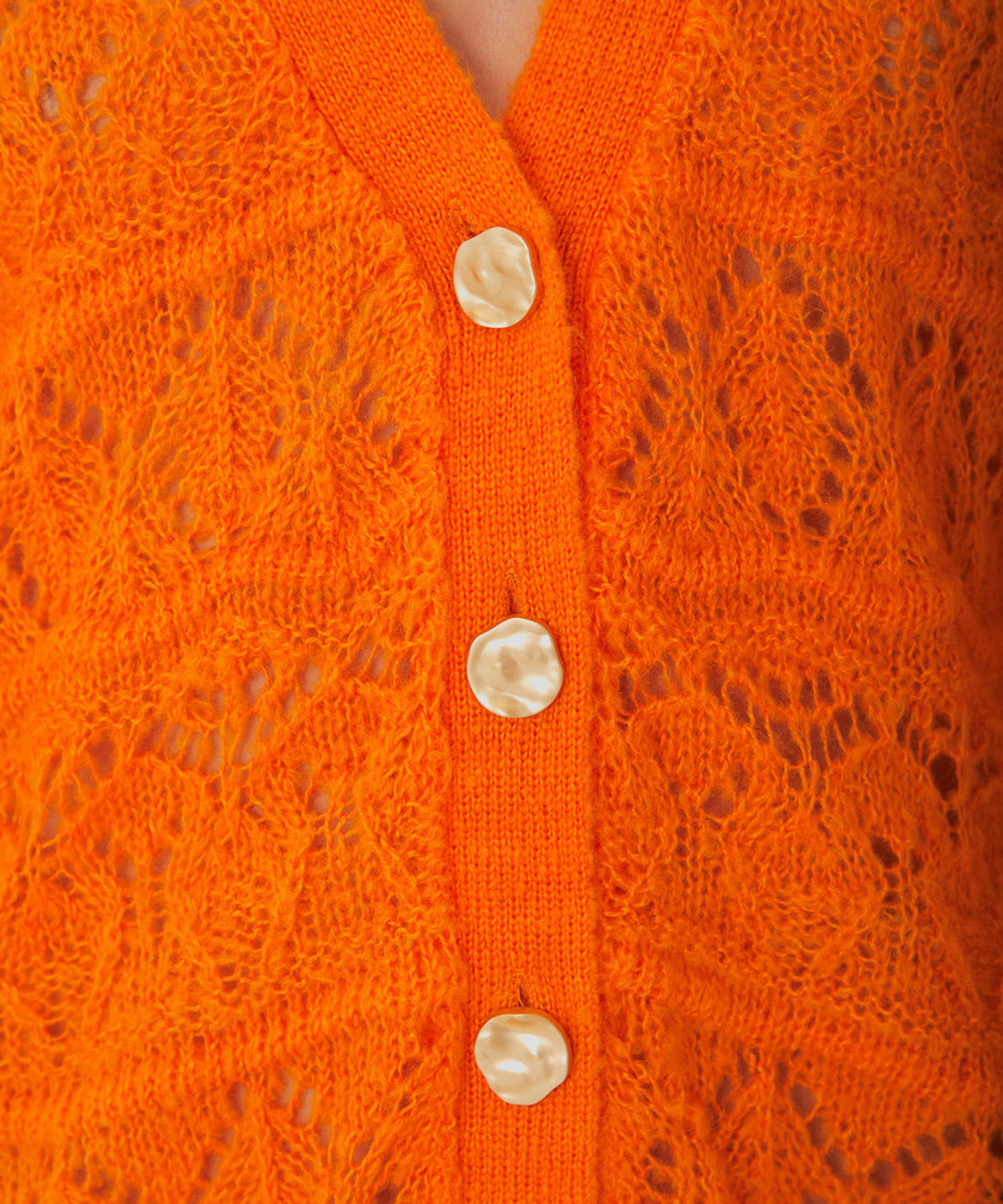 FARM Rio - Orange Textured Knit Cardigan image number 3