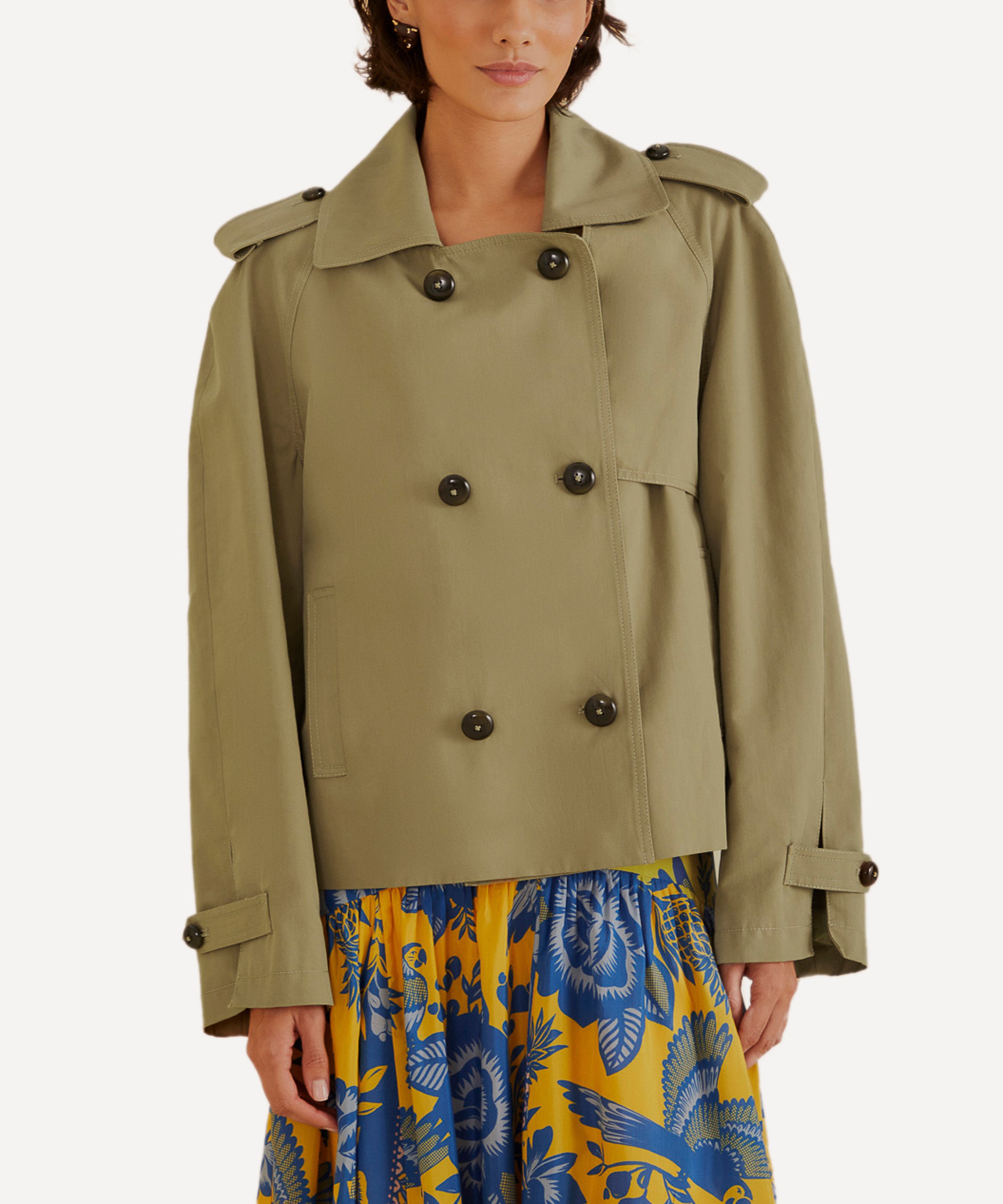 FARM Rio - Green Short Trench Coat image number 0