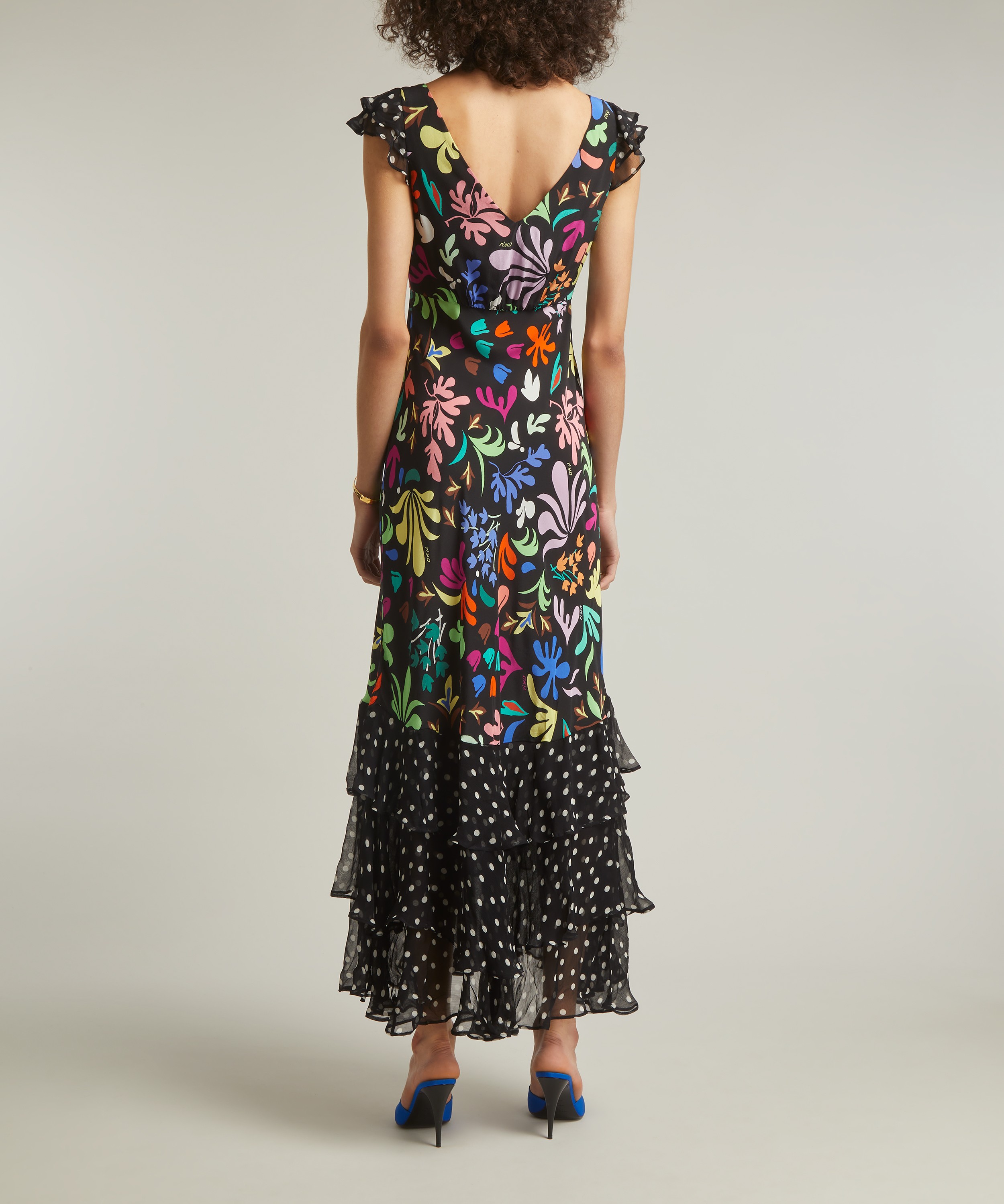 RIXO - Ossy Floral Mix Black Silk Maxi Dress image number 3