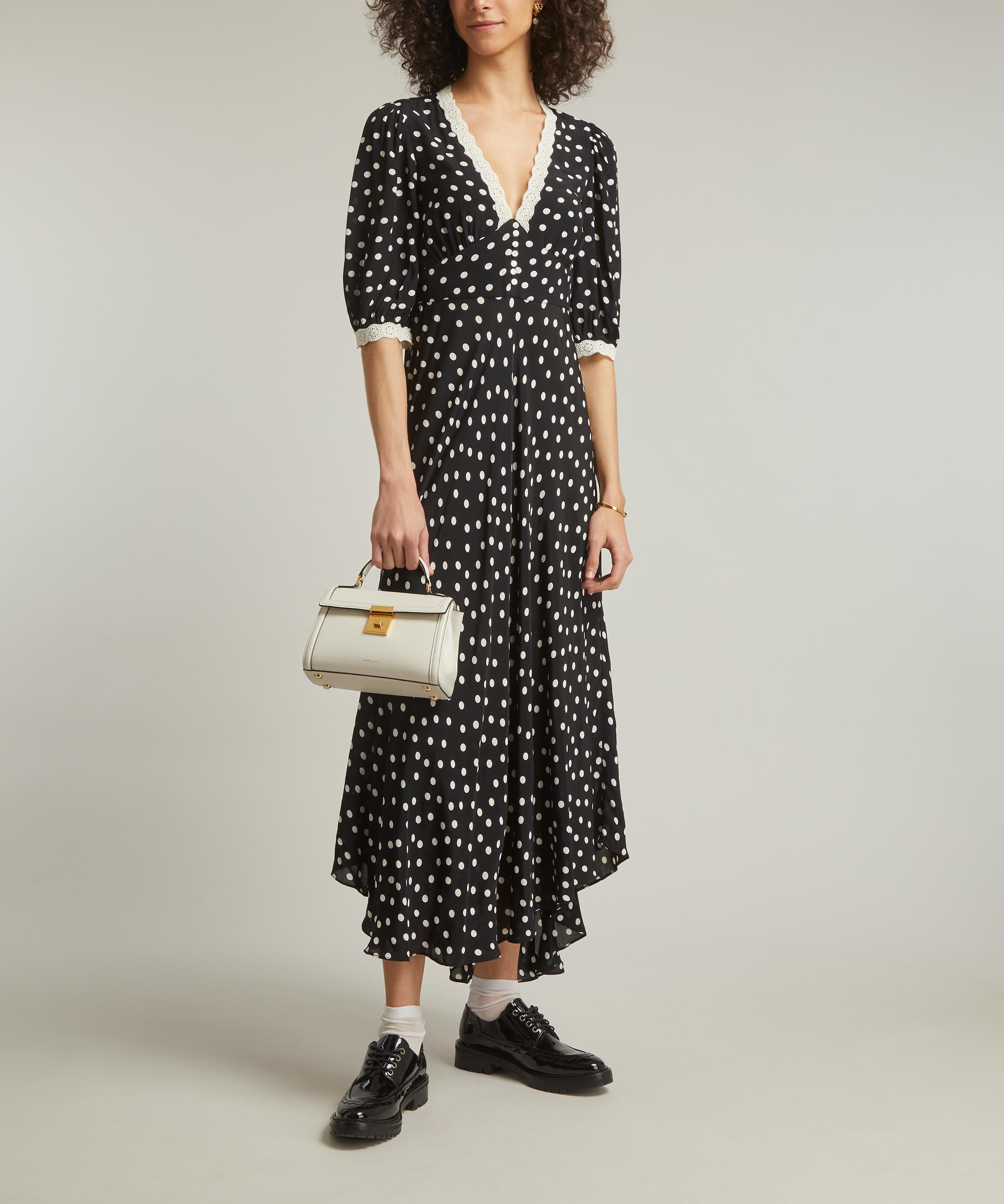 RIXO - Juniper Bohemia Navy Spot Crepe Midi Dress image number 1