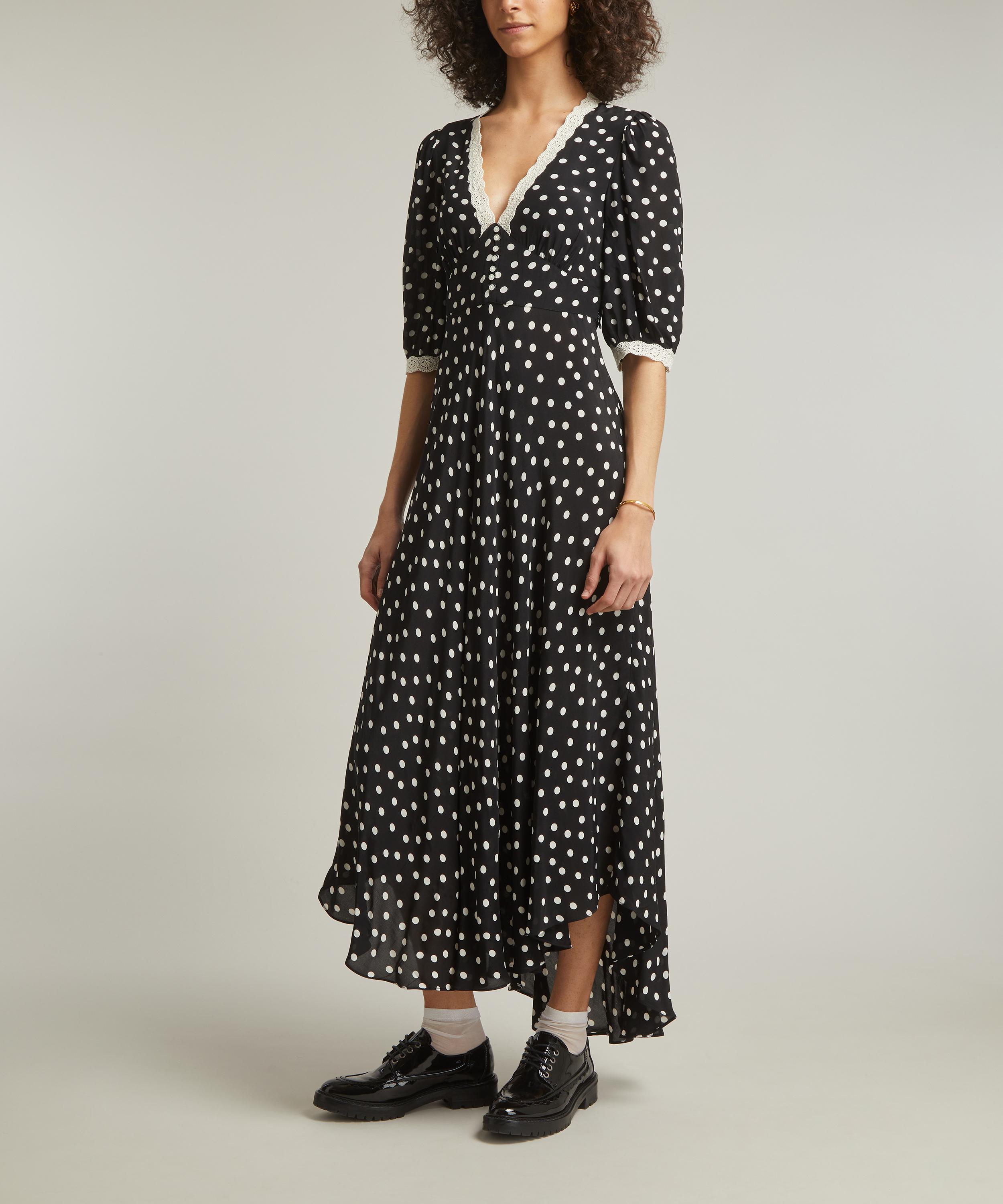 RIXO - Juniper Bohemia Navy Spot Crepe Midi Dress image number 2