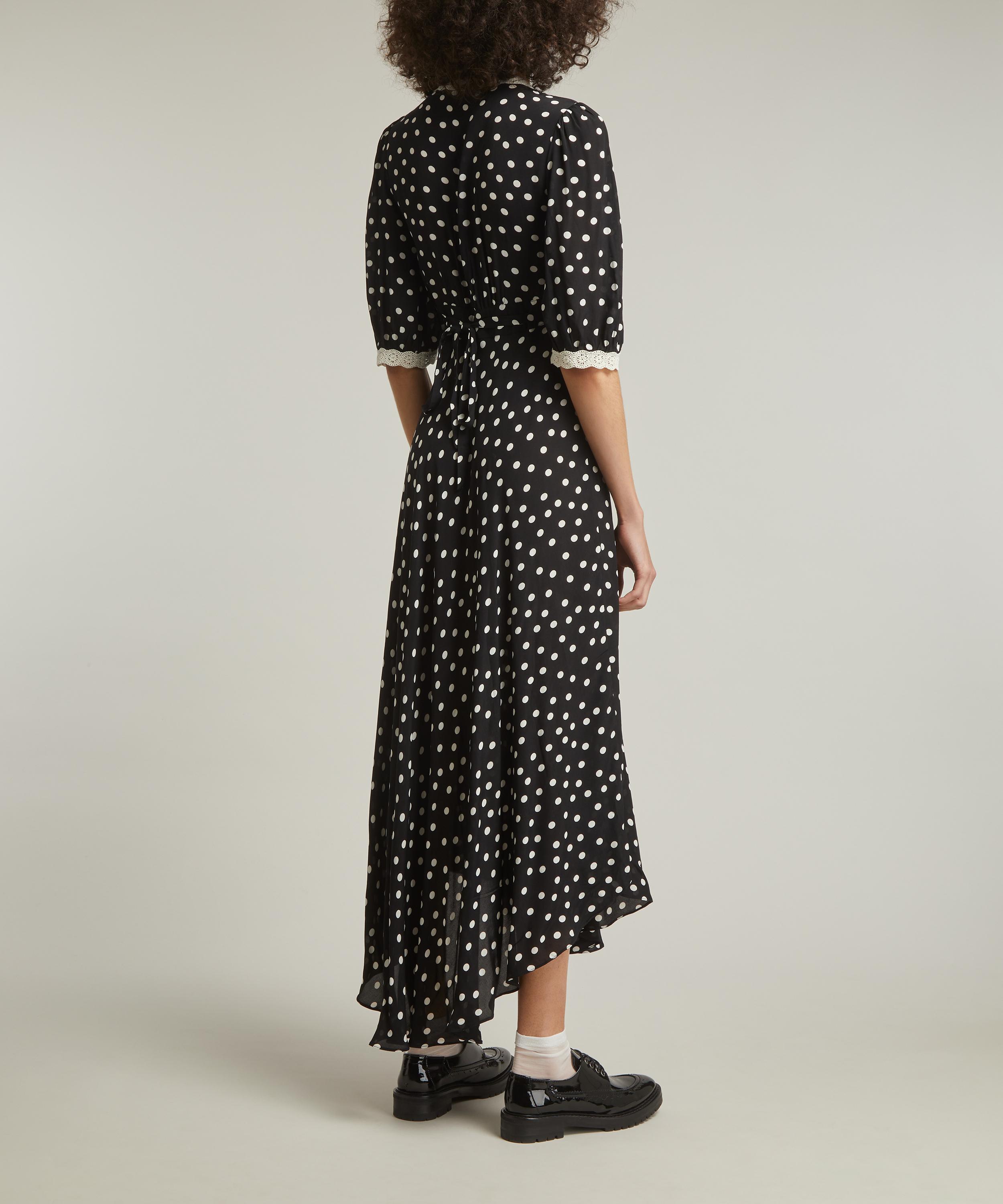 RIXO - Juniper Bohemia Navy Spot Crepe Midi Dress image number 3