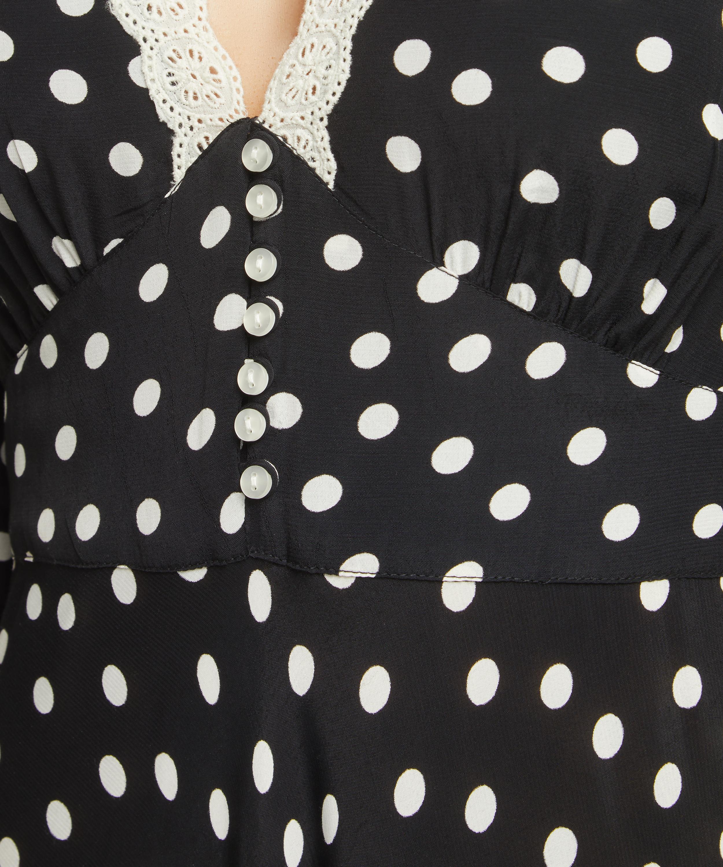 RIXO - Juniper Bohemia Navy Spot Crepe Midi Dress image number 4