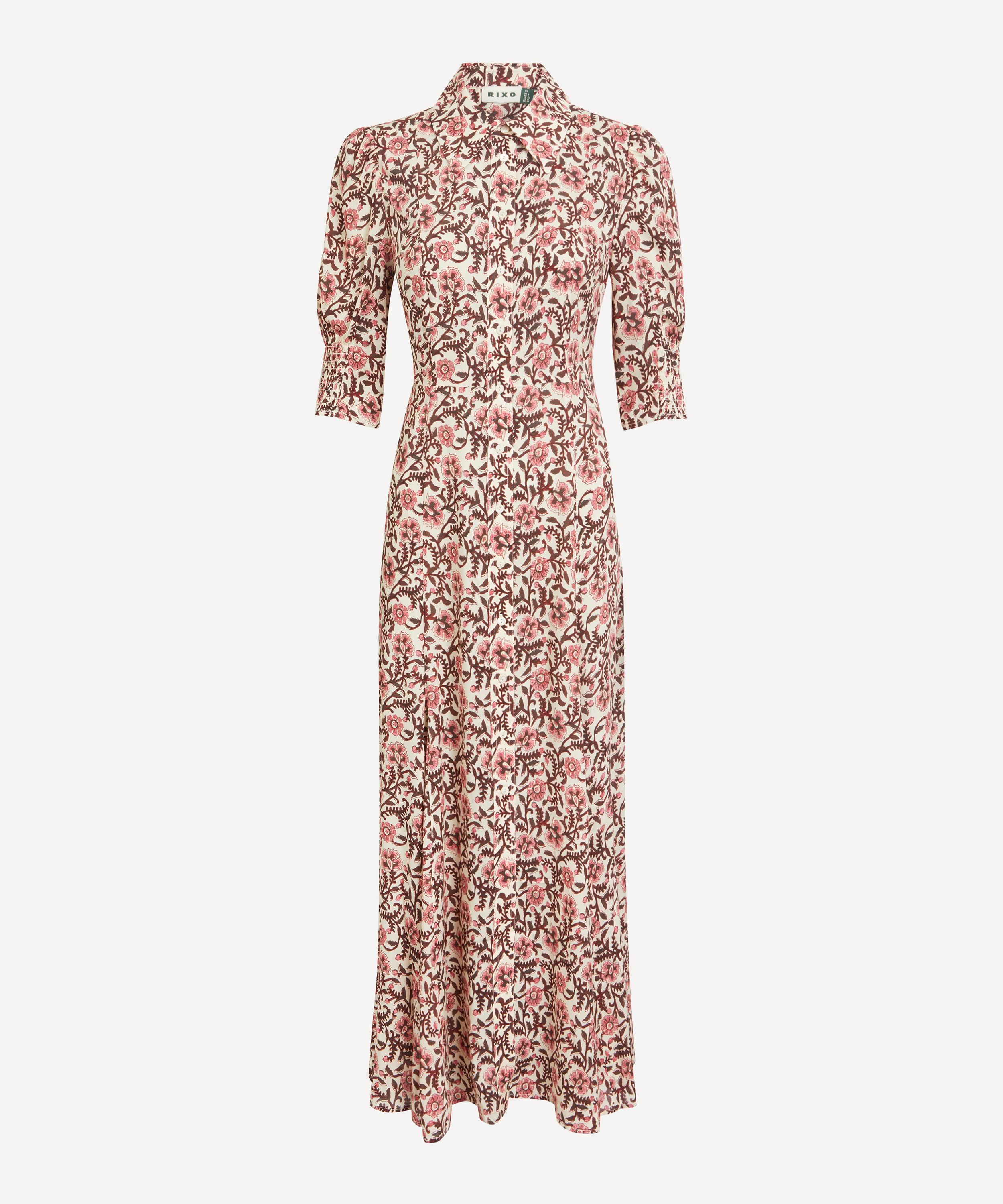 RIXO - Bloom Sarasa Rose Blush Crepe Shirtdress