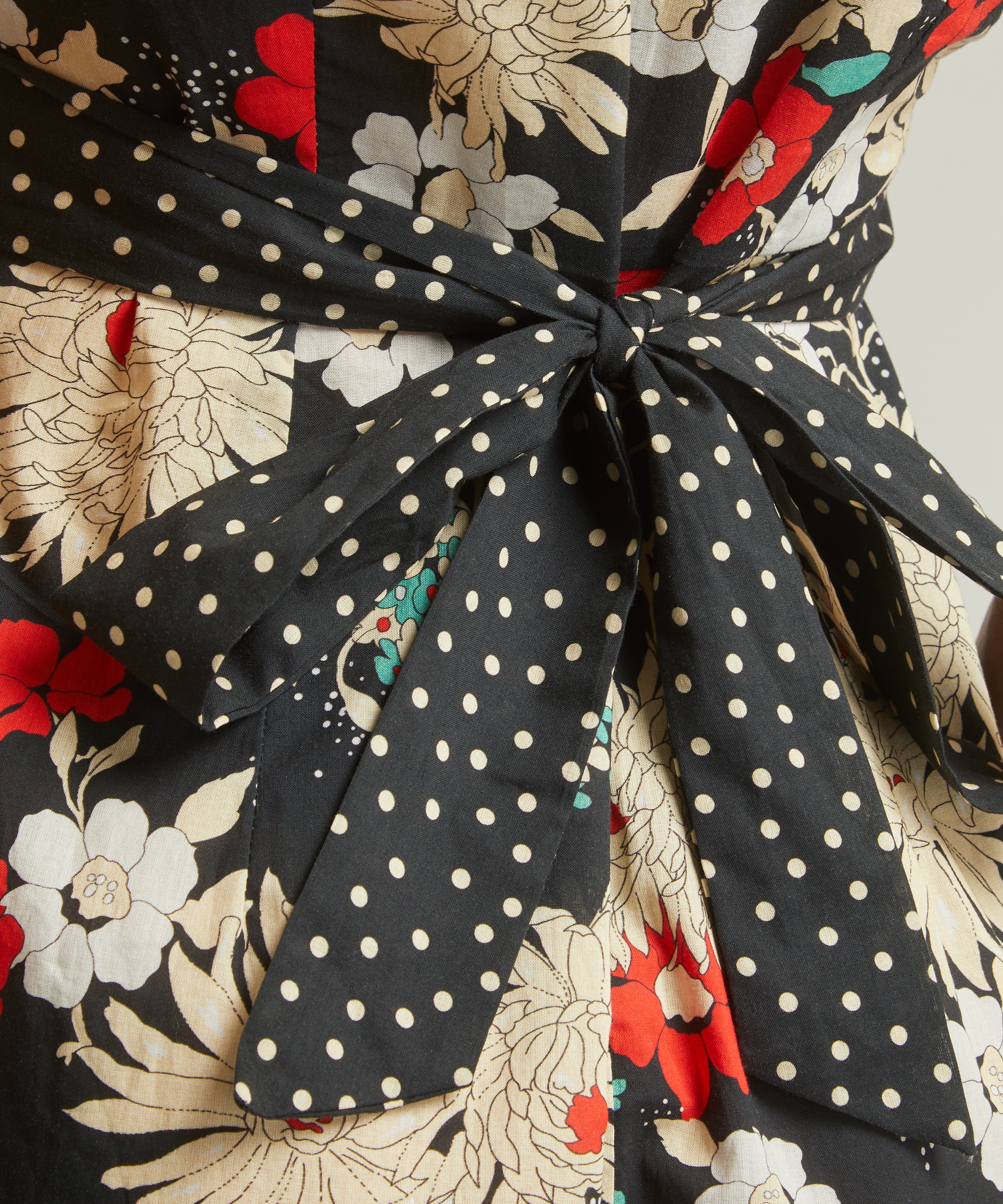 RIXO - Carey French Floral Black Cotton Midi Dress image number 4