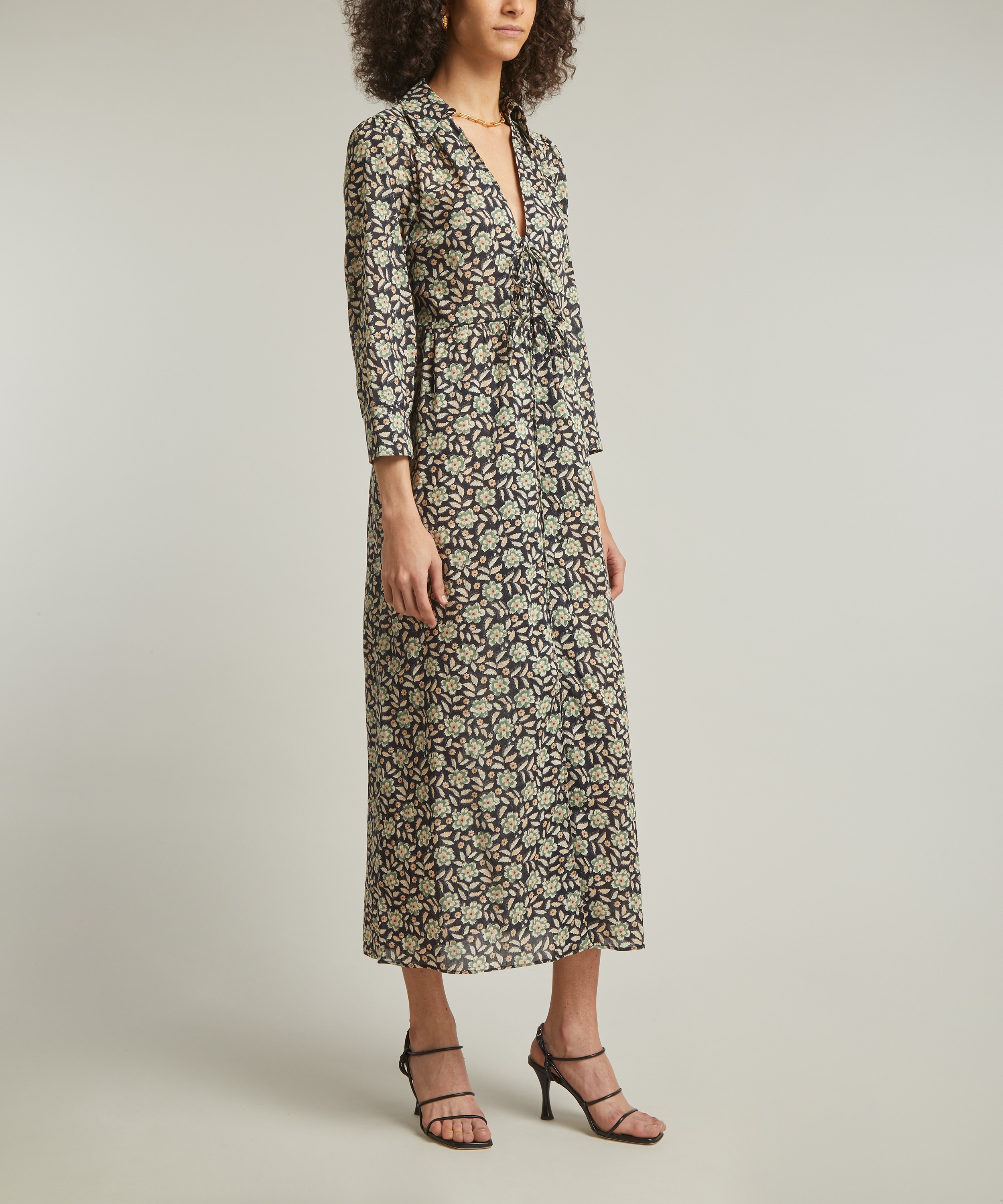 RIXO - Franchi Carnation Olive Cotton Midi Dress image number 2