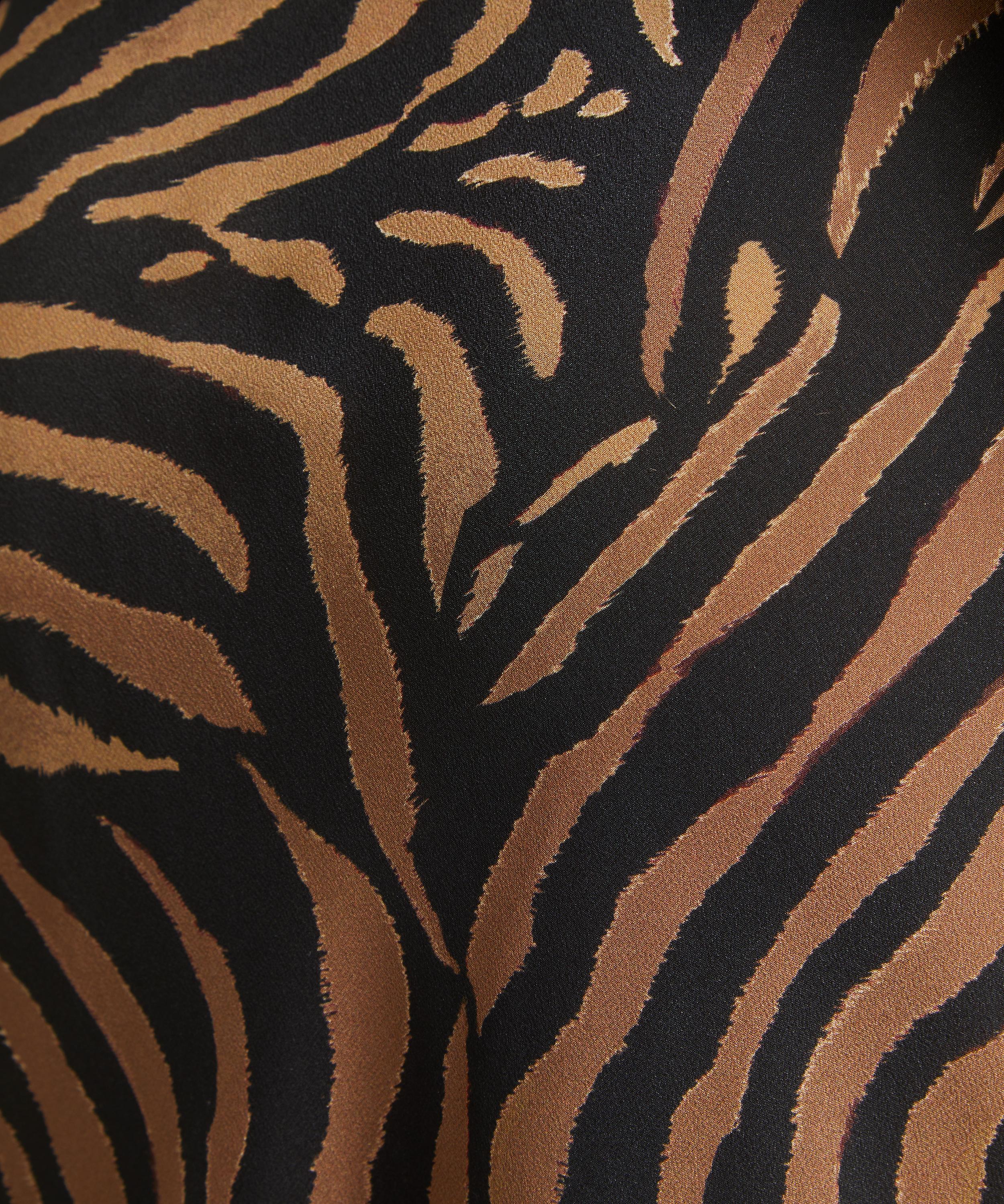 RIXO - Ardith Silk Crepe de Chine Tiger Patchwork Midi Skirt image number 4