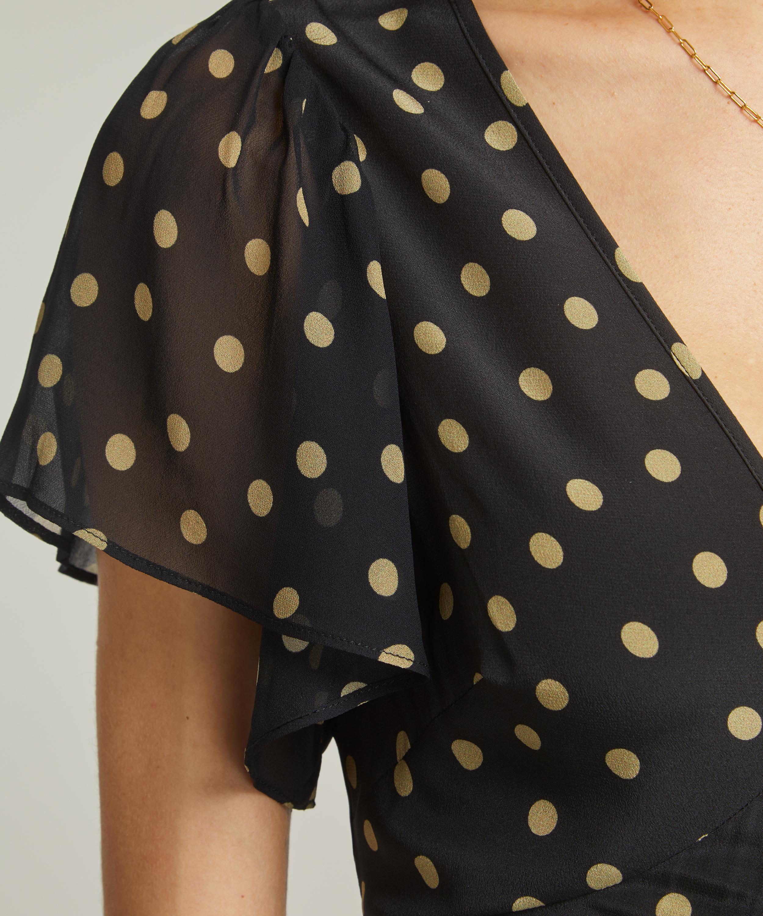 RIXO - Sutton Silk Crepe de Chine Bohemia Olive Spot Mini Dress image number 4