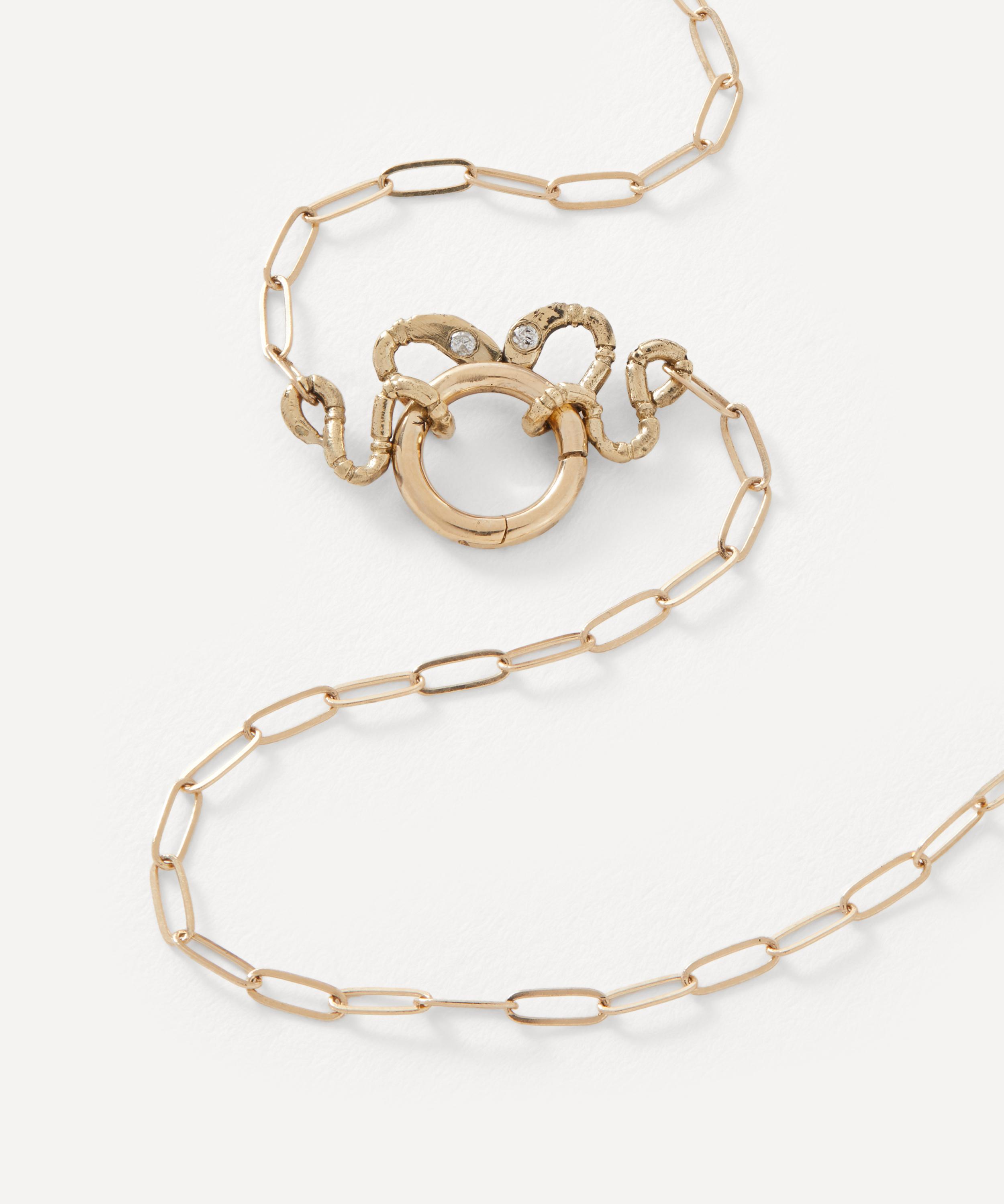 Acanthus - 14ct Gold Twin Snakes Charm Holder Necklace image number 2