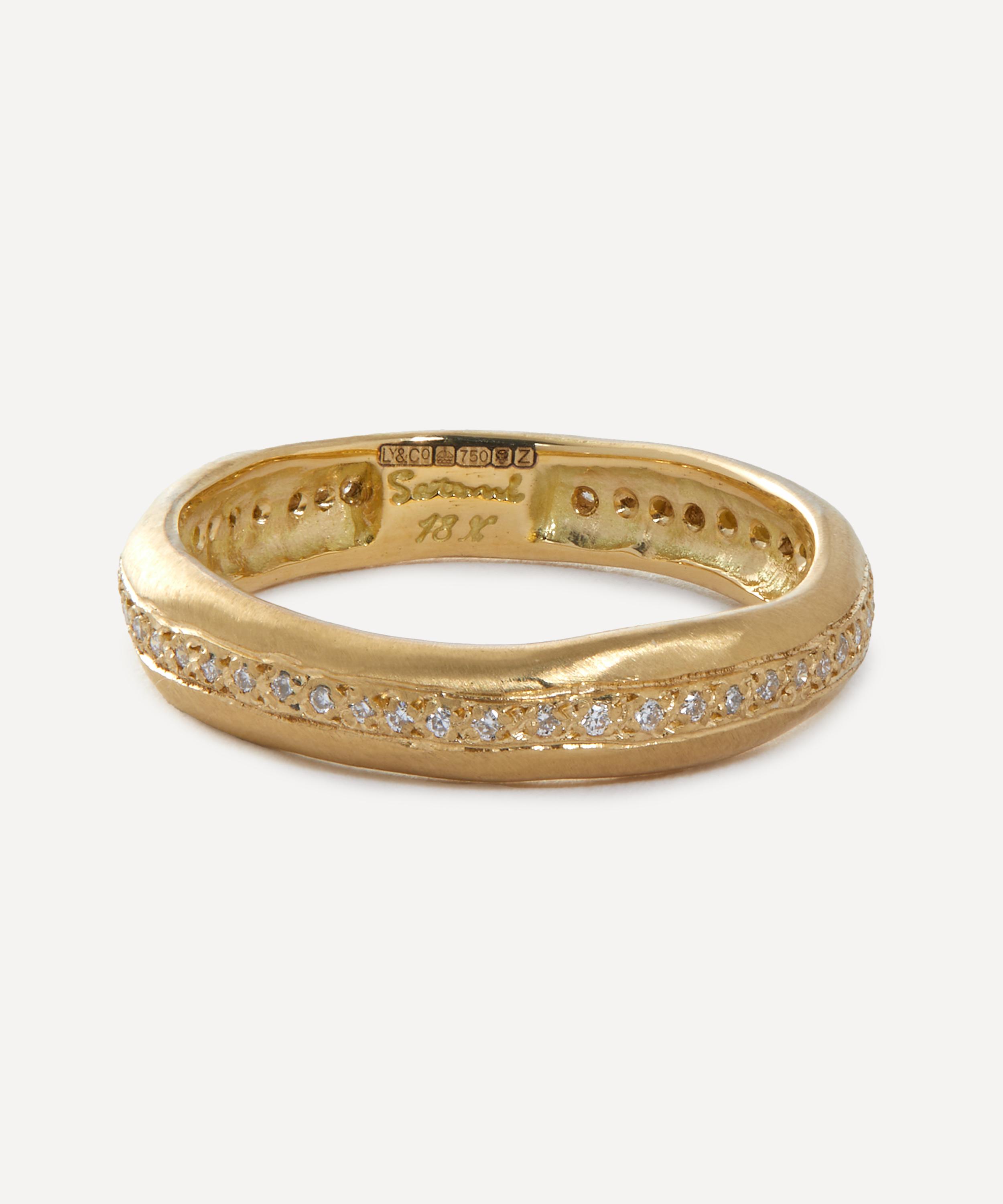 Satomi Kawakita - 18ct Gold Diamond Lined Band Ring image number 0