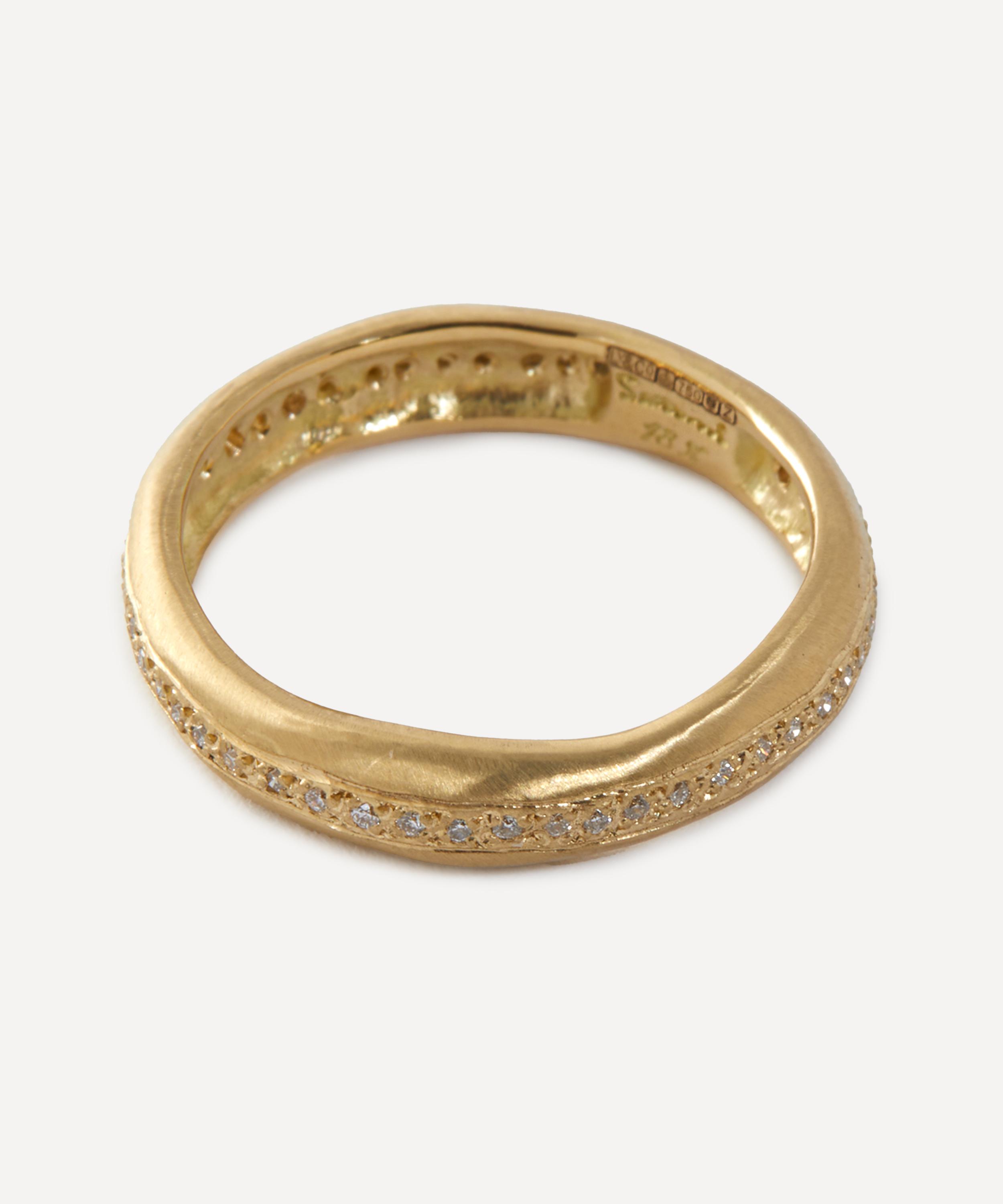 Satomi Kawakita - 18ct Gold Diamond Lined Band Ring image number 2