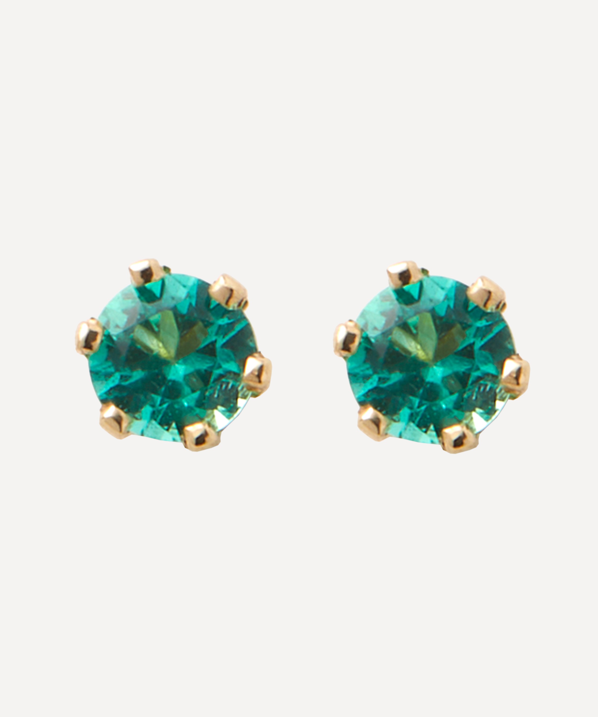 Satomi Kawakita - 14ct Gold 3mm Emerald Stud Earrings image number 0