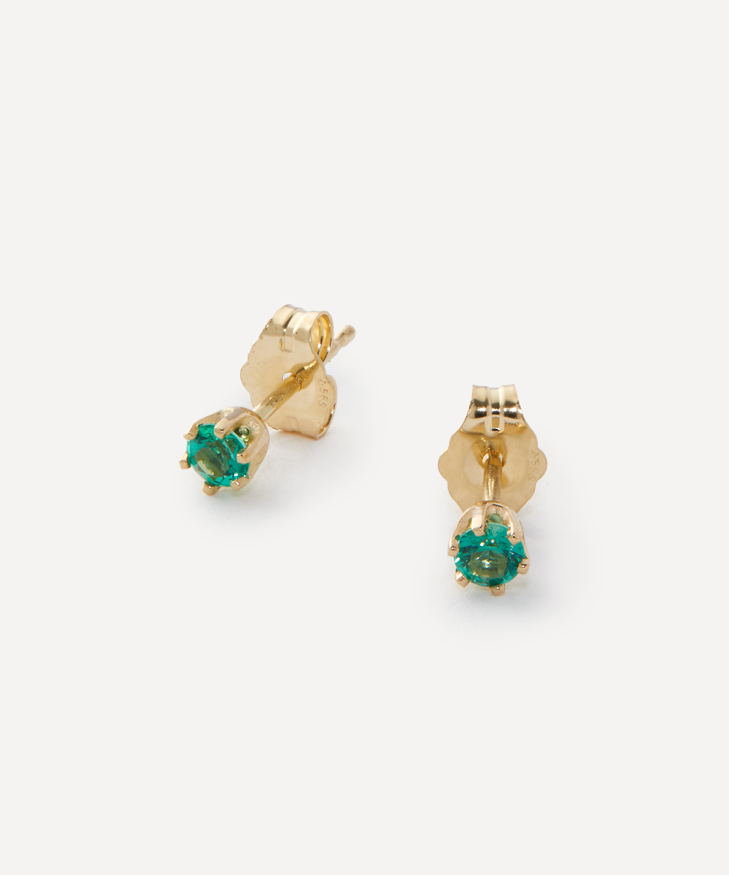 Satomi Kawakita - 14ct Gold 3mm Emerald Stud Earrings image number 1