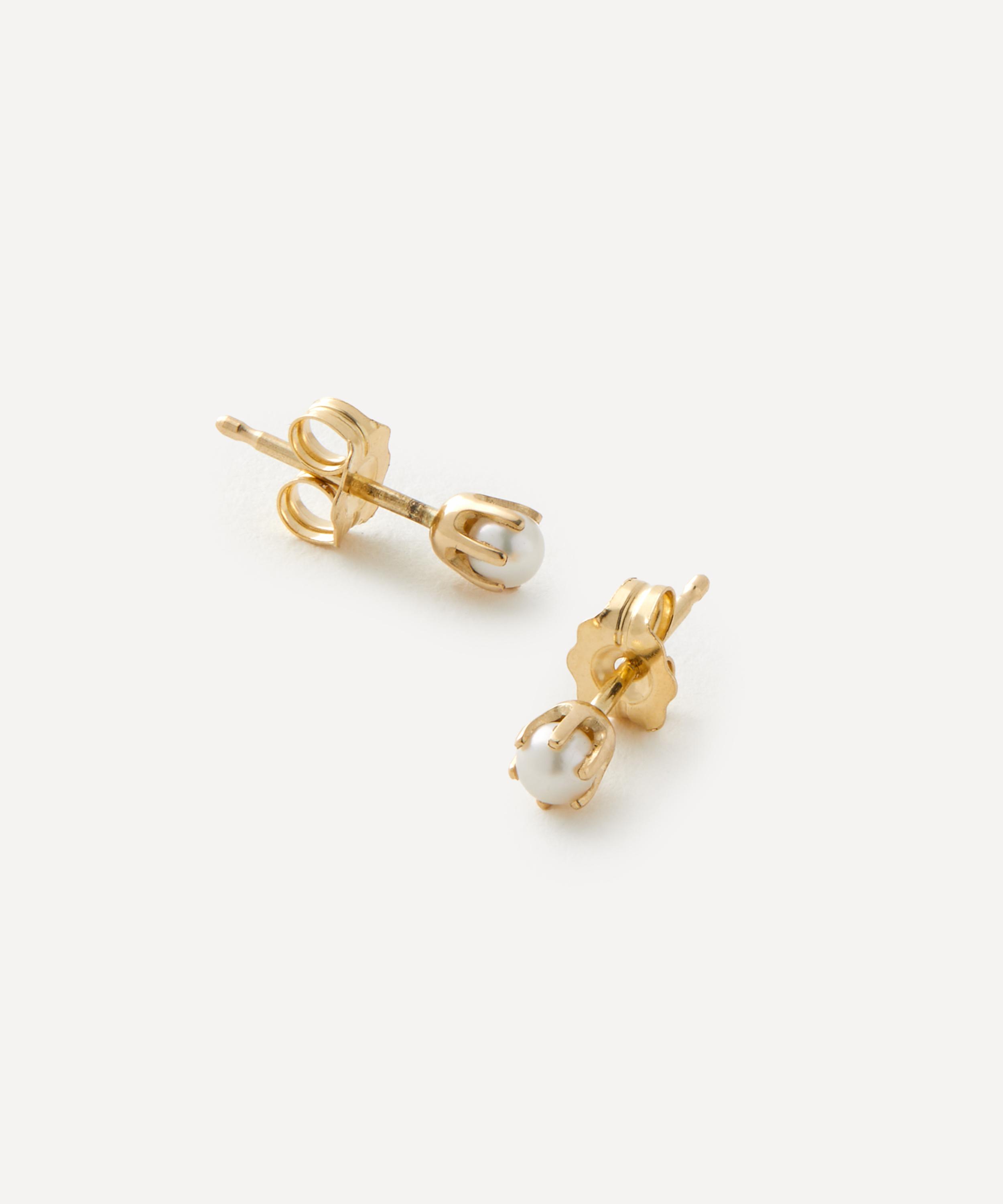 Satomi Kawakita - 14ct Gold 3mm Pearl Stud Earrings image number 2