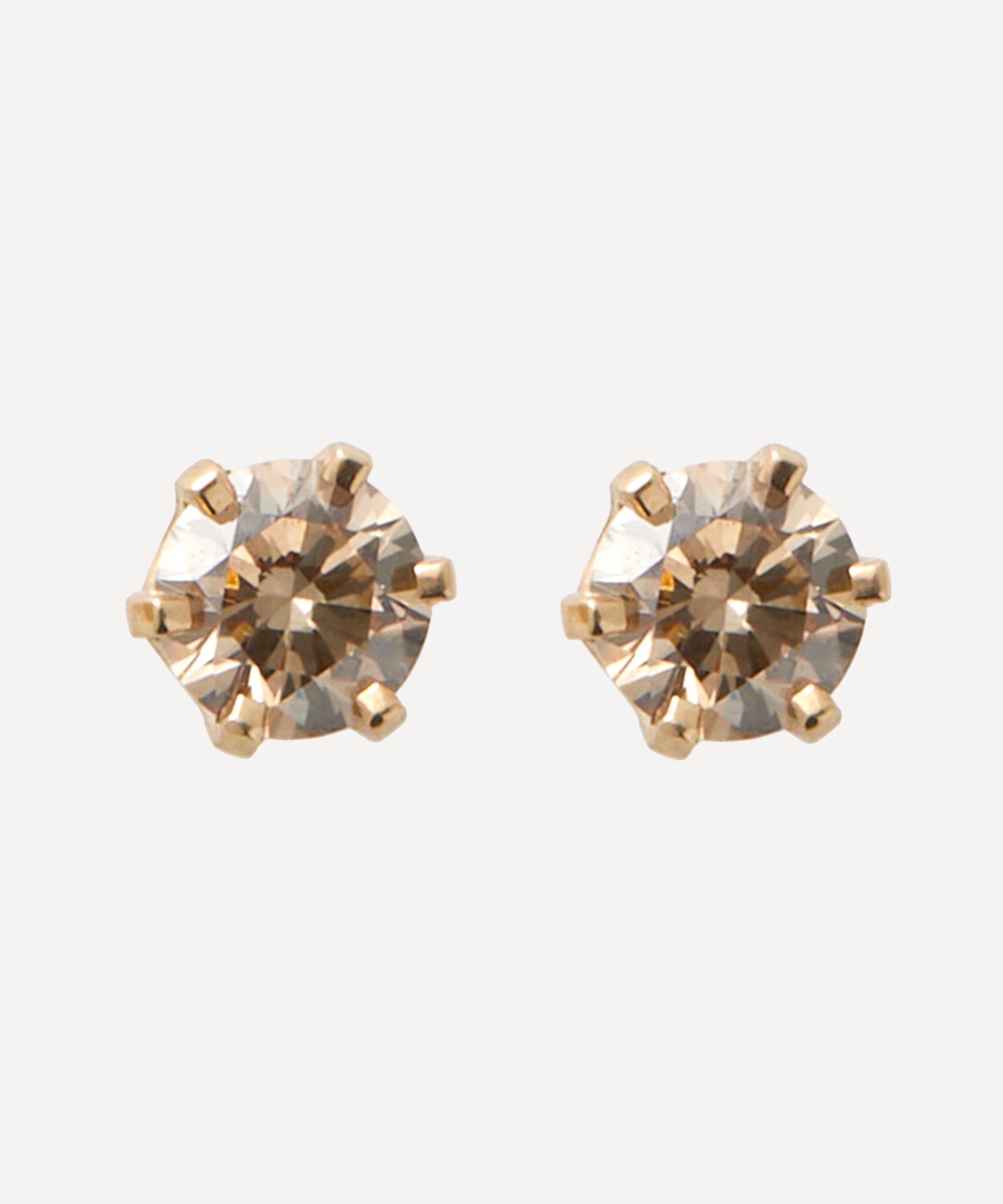 Satomi Kawakita - 14ct Gold 4mm Brown Diamond Stud Earrings image number 0