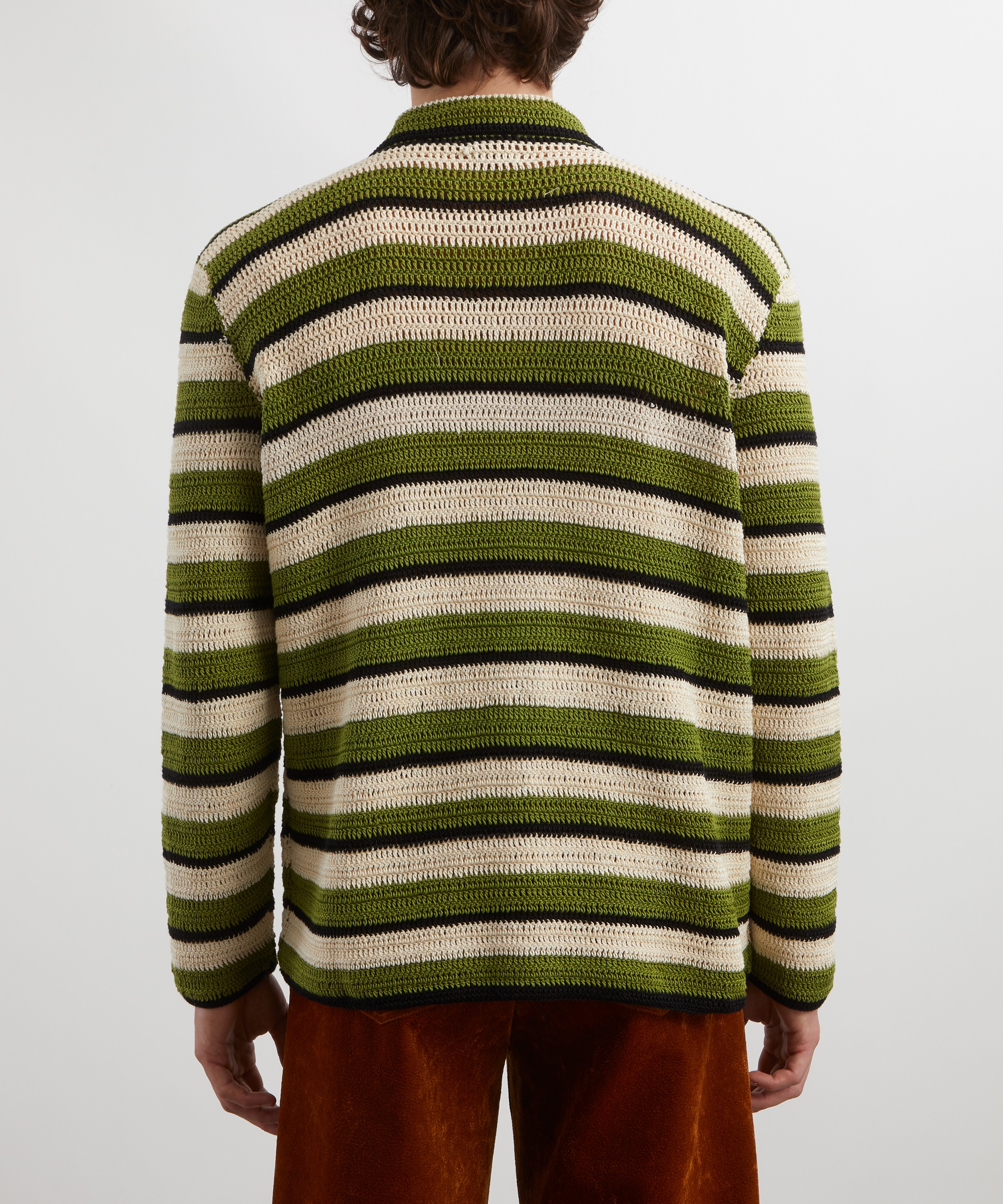 Bode - Weedy Striped Crochet Shirt image number 3