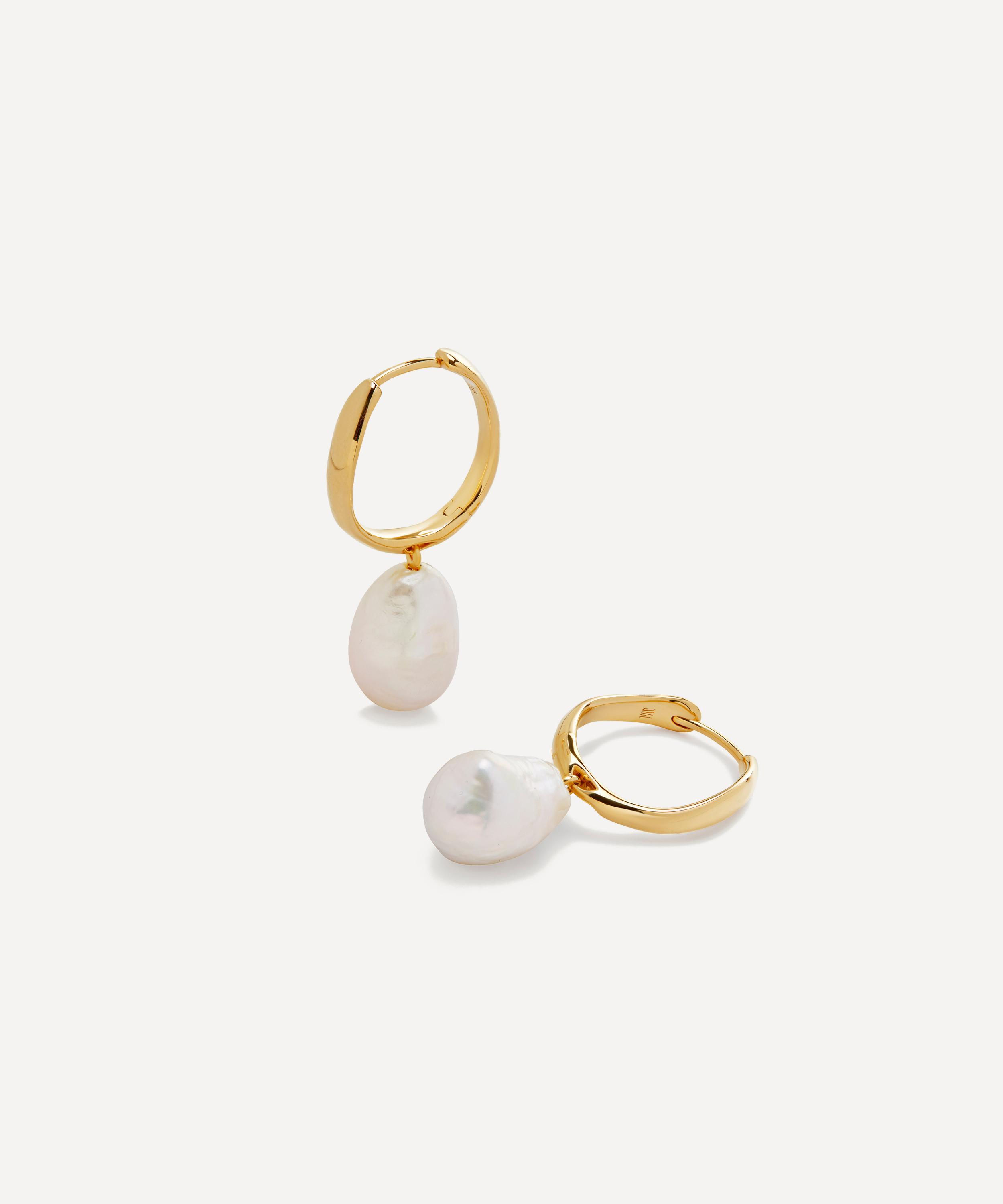 Monica Vinader - 18ct Gold-Plated Vermeil Silver Nura Reef Pearl Hoop Earrings