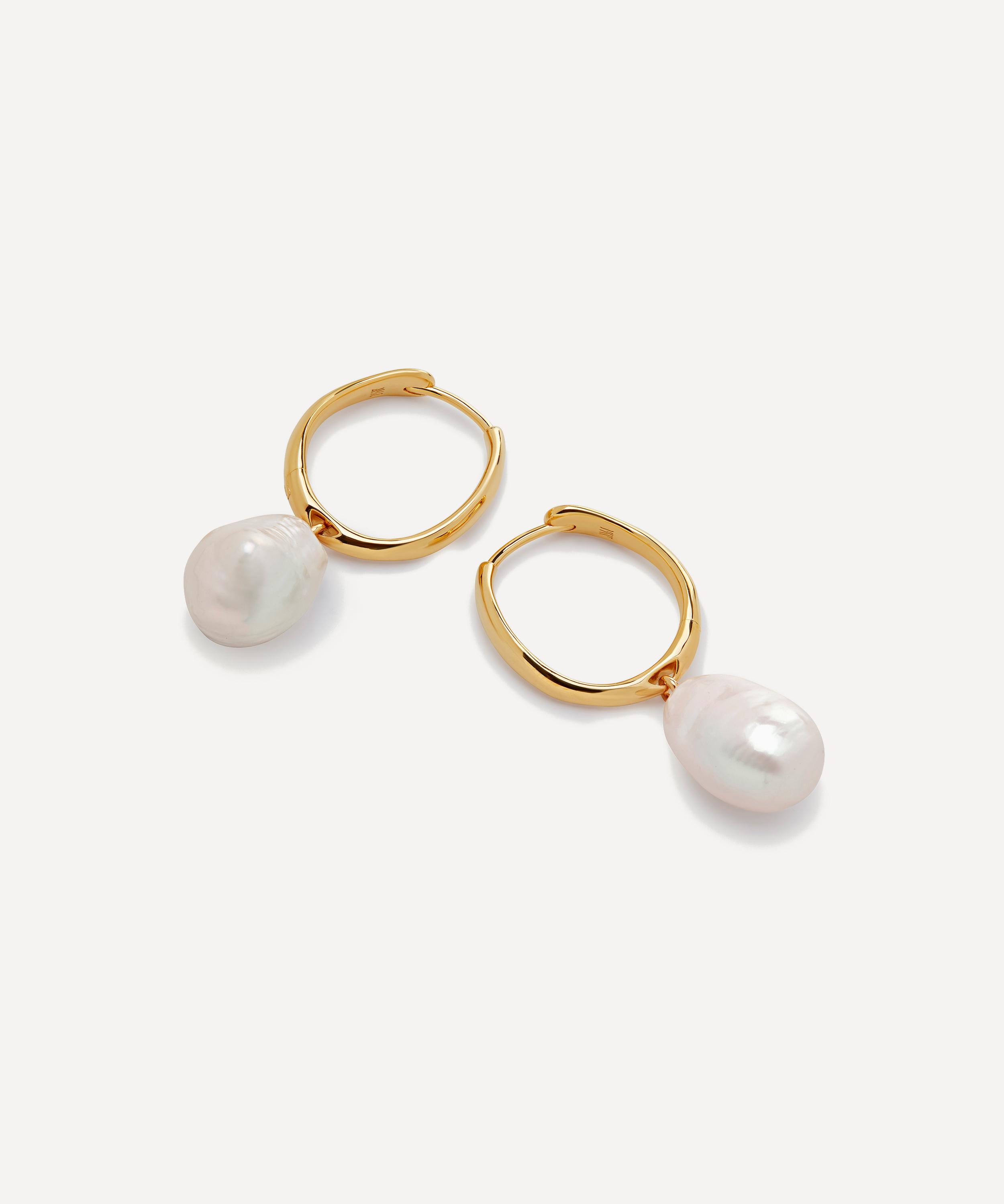 Monica Vinader - 18ct Gold-Plated Vermeil Silver Nura Reef Pearl Hoop Earrings image number 2