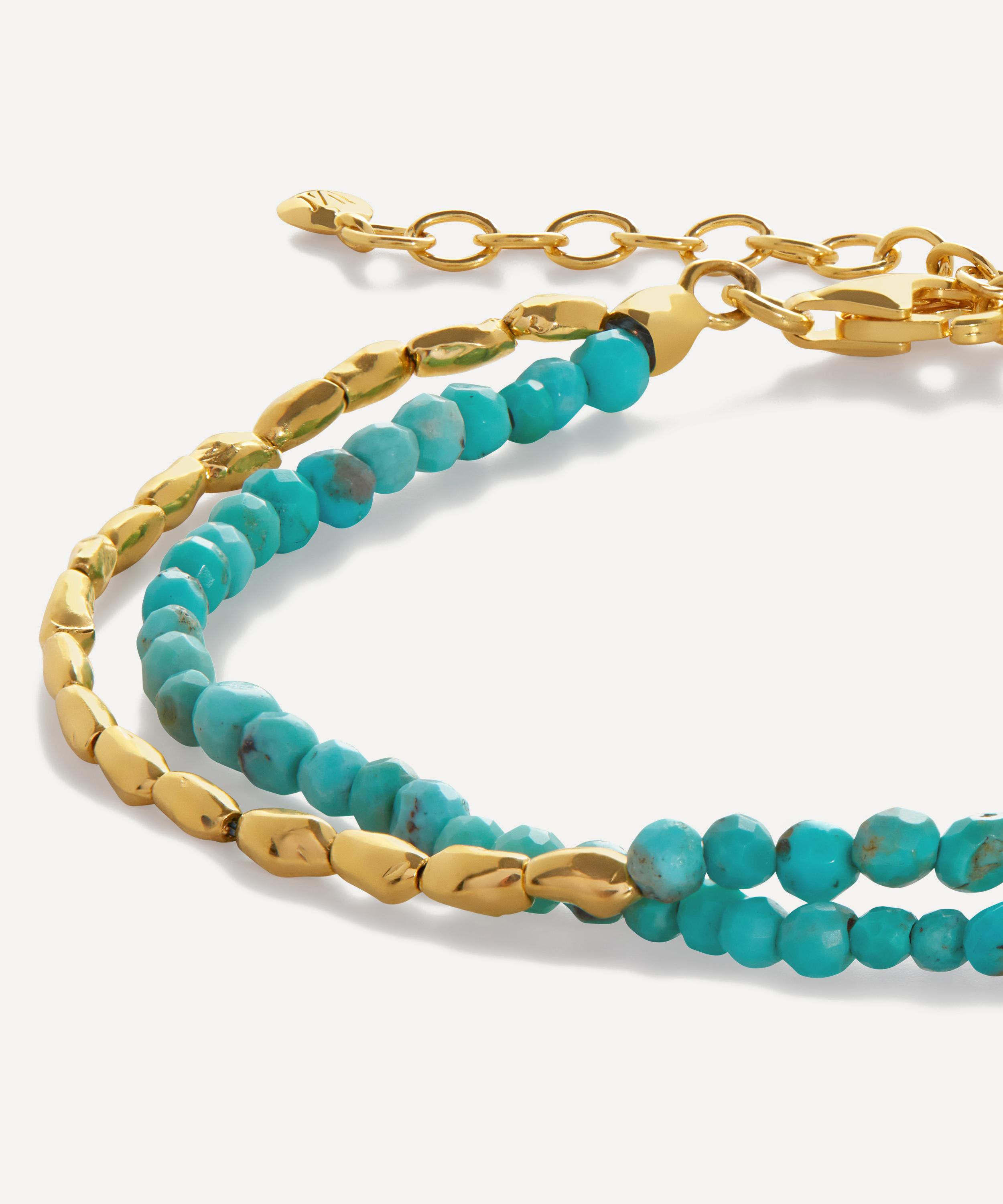 Monica Vinader - 18ct Gold-Plated Vermeil Silver Mini Nugget Turquoise Beaded Bracelet image number 0