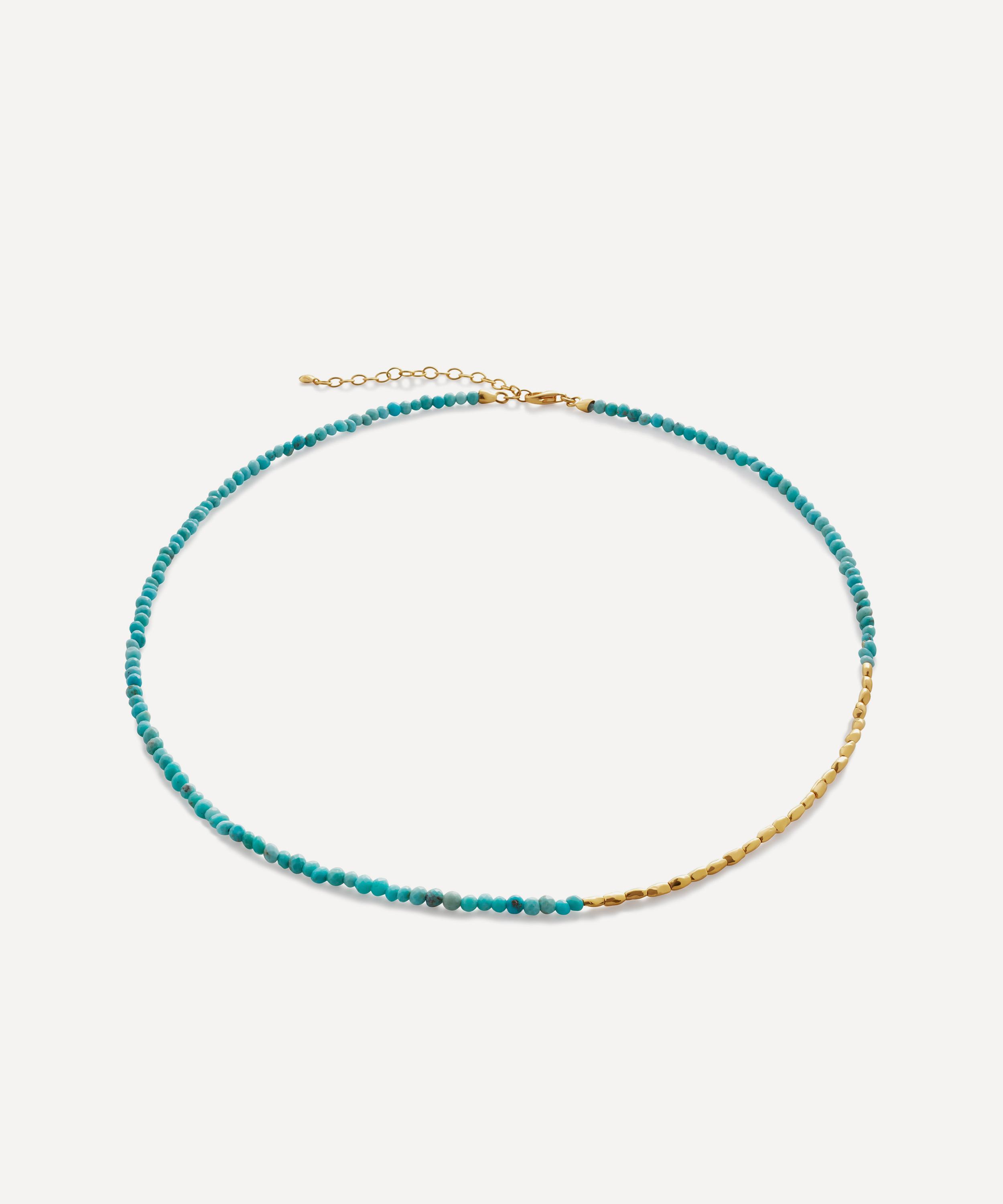 Monica Vinader - 18ct Gold-Plated Vermeil Silver Mini Nugget Turquoise Beaded Necklace image number 0