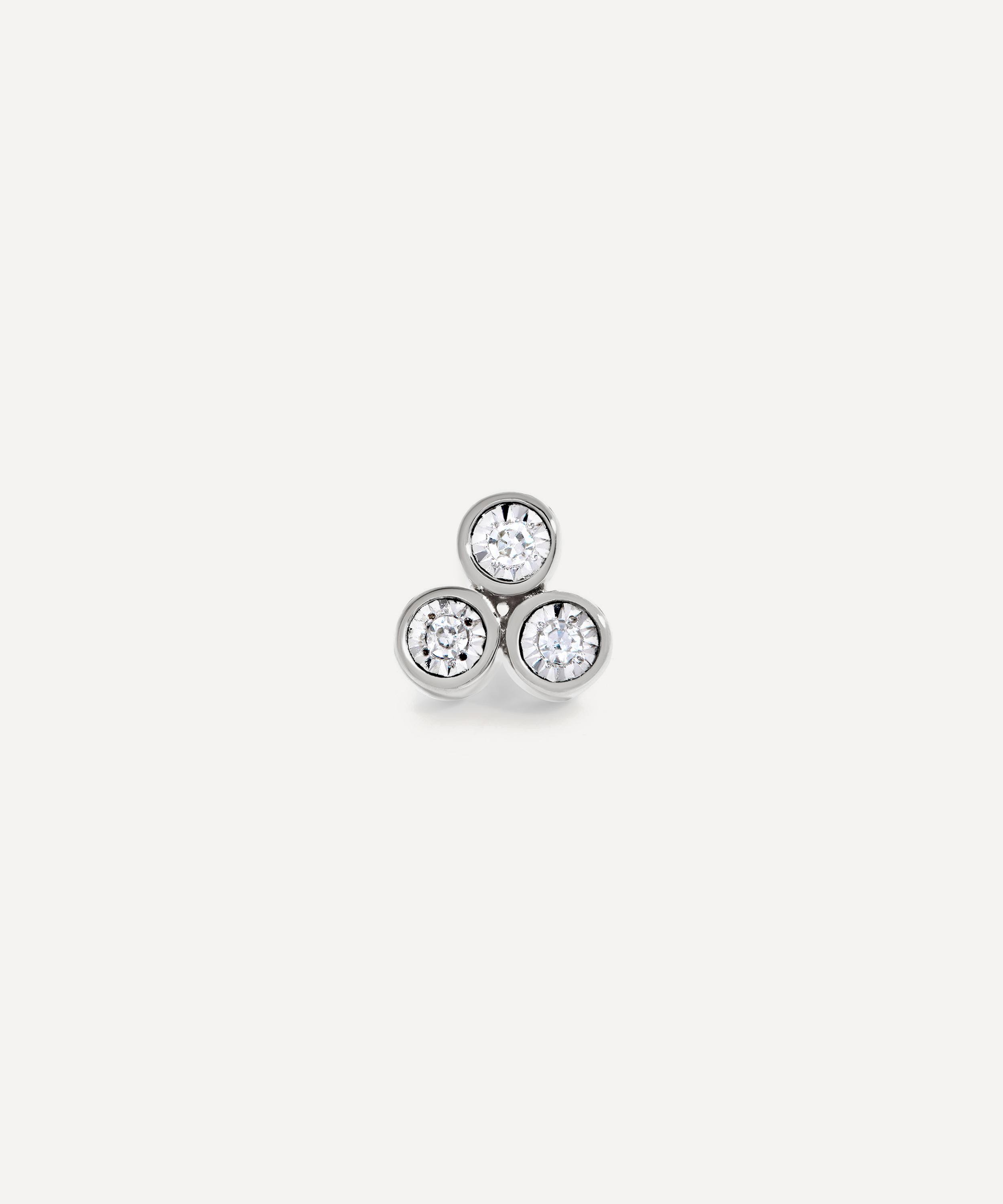 Monica Vinader - 14ct White Gold Diamond Cluster Single Labret Earring image number 0