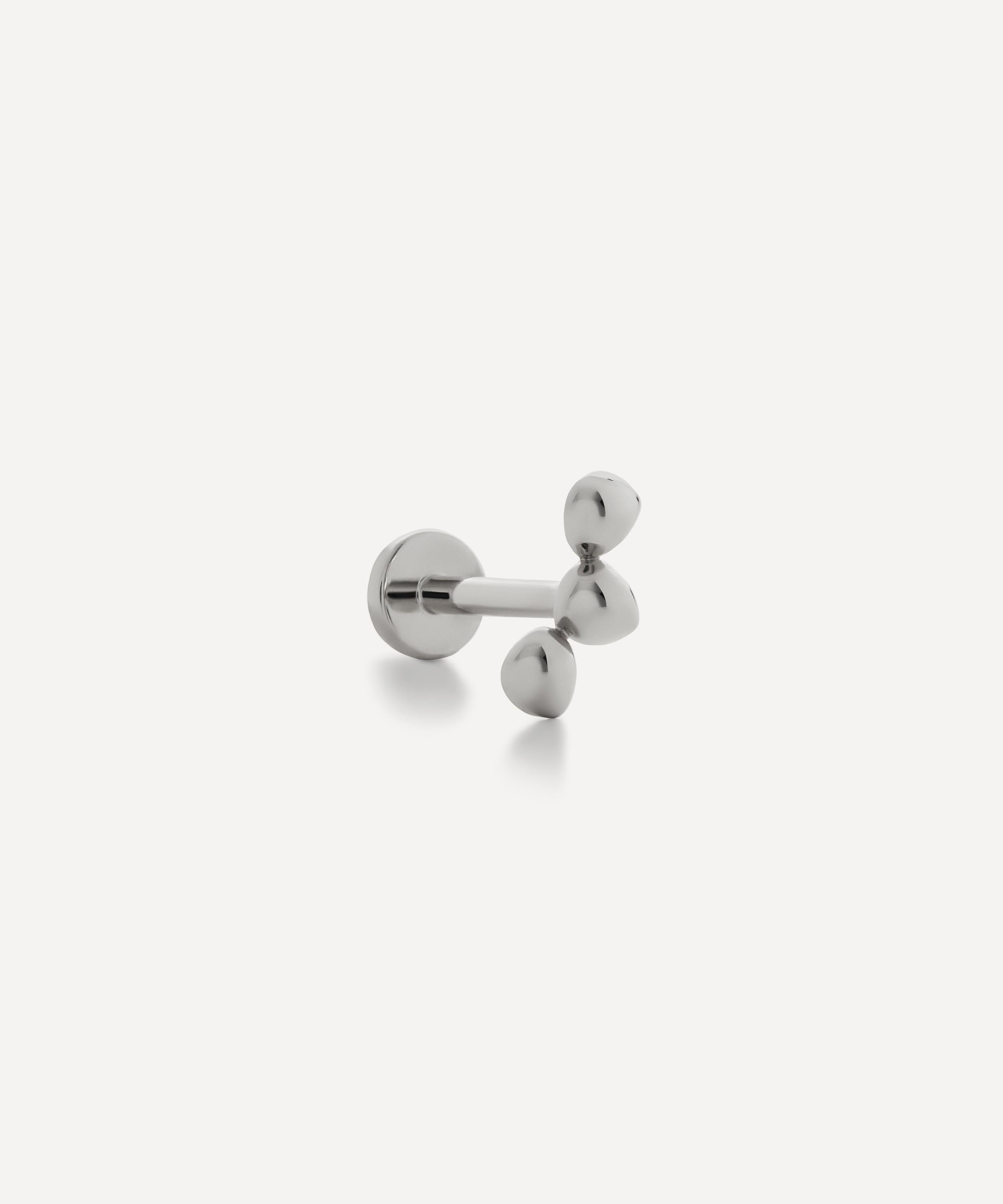 Monica Vinader - 14ct White Gold Nura Mini Pebble Cluster Single Labret Earring image number 2