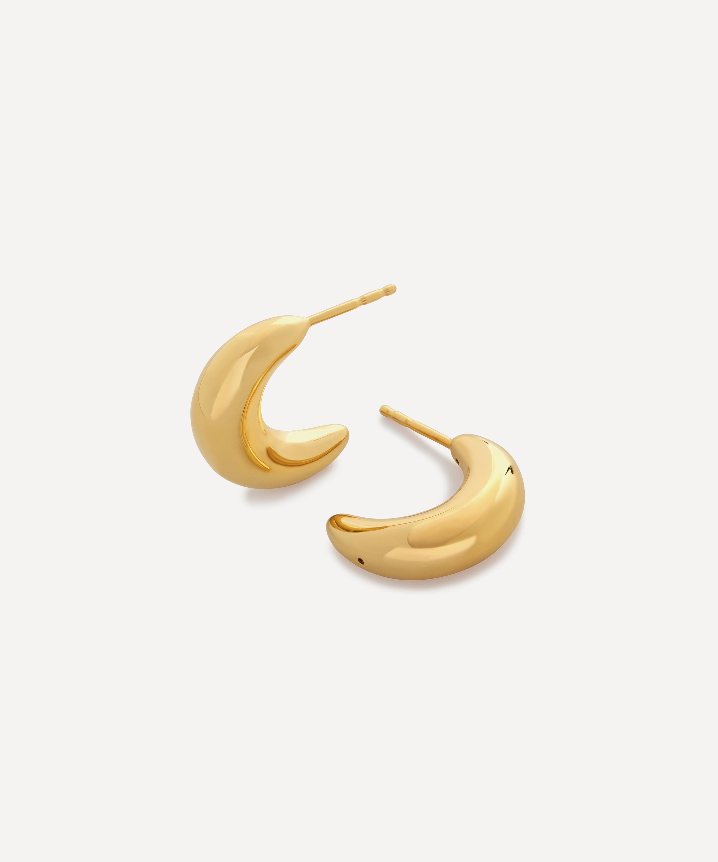 Monica Vinader - 18ct Gold-Plated Vermeil Silver Crescent Moon Medium Hoop Earrings image number 0