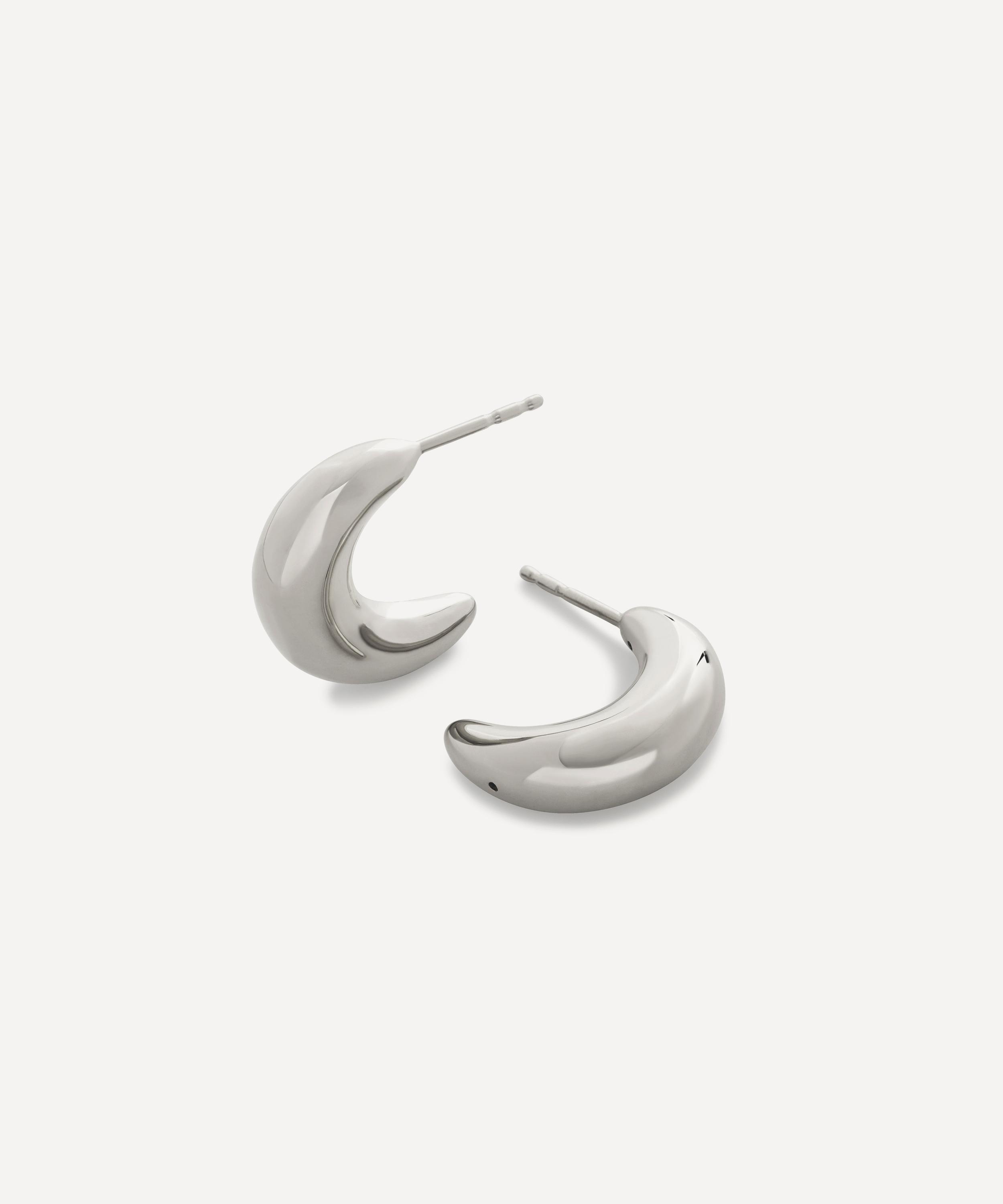 Monica Vinader - Sterling Silver Crescent Moon Medium Hoop Earrings image number 0