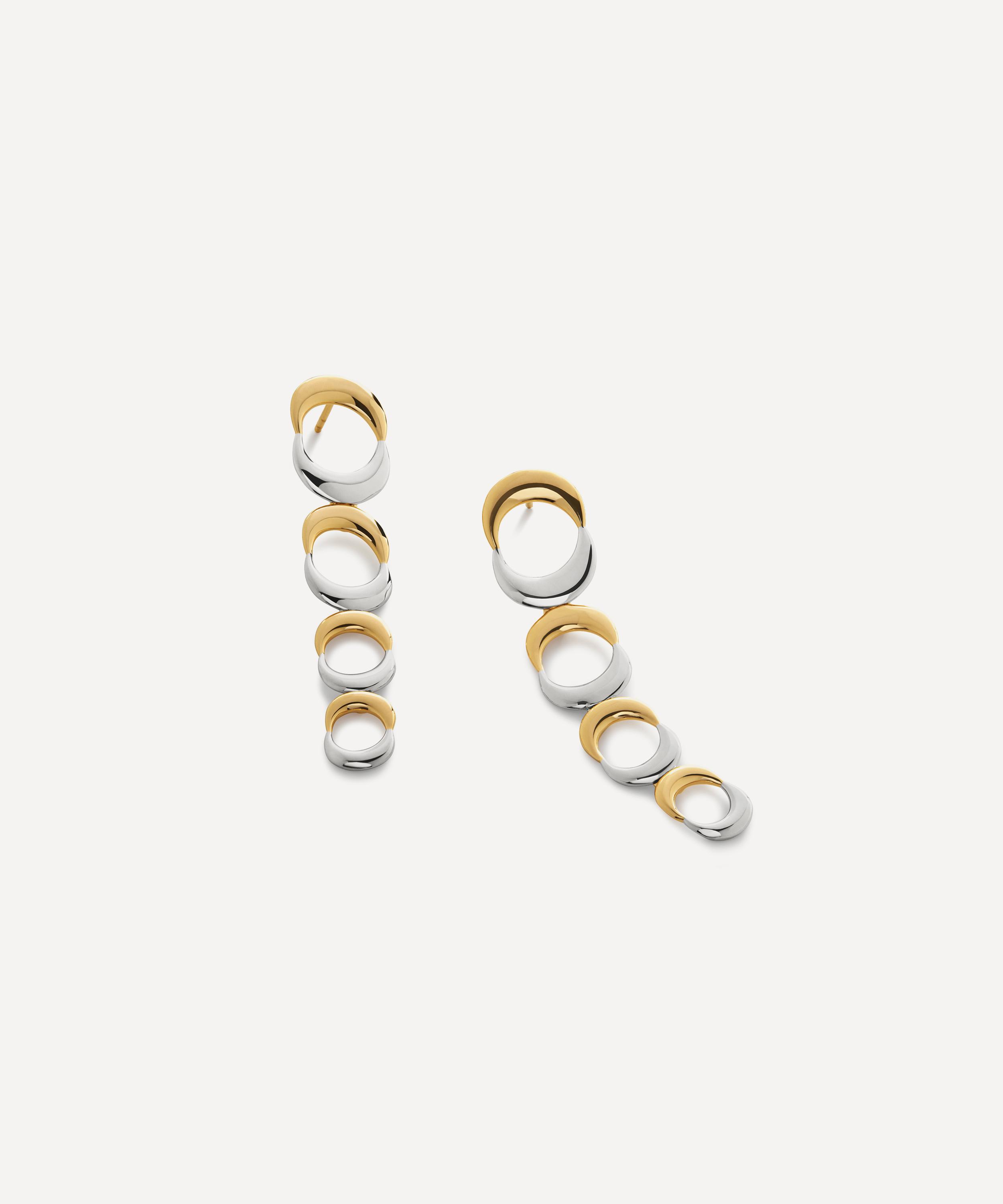 Monica Vinader - 18ct Gold-Plated Vermeil Silver Two-Tone Kissing Moon Cocktail Earrings image number 0