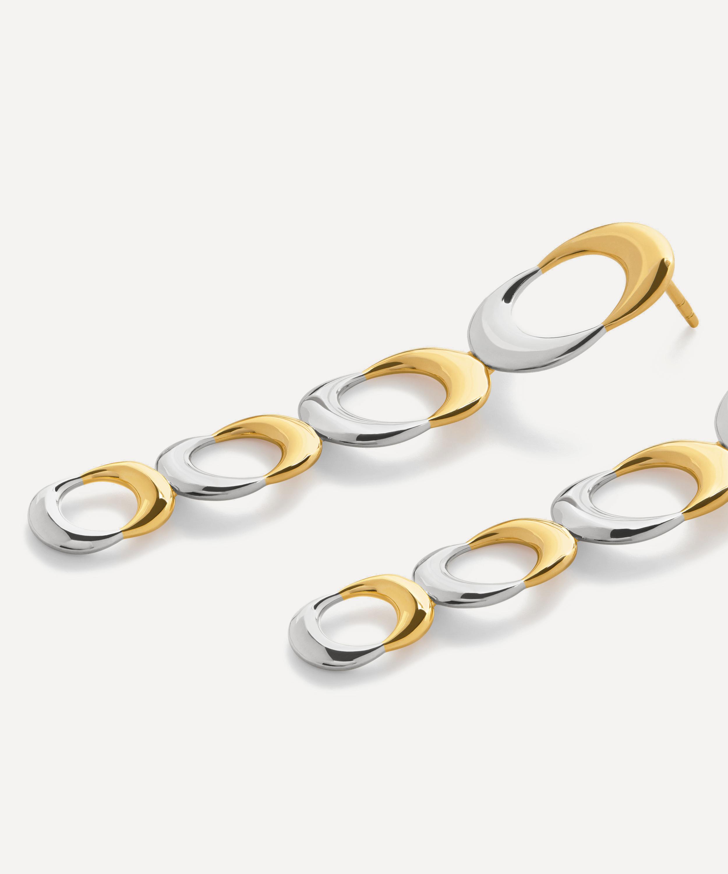 Monica Vinader - 18ct Gold-Plated Vermeil Silver Two-Tone Kissing Moon Cocktail Earrings image number 2