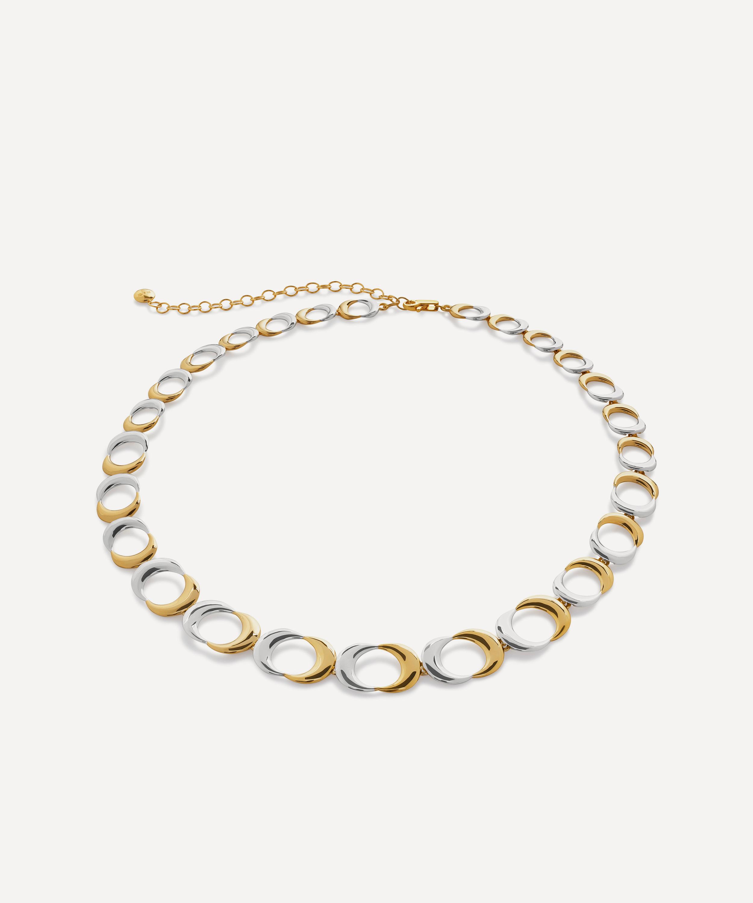 Monica Vinader - 18ct Gold-Plated Vermeil Silver Two-Tone Kissing Moon Collar Necklace image number 0