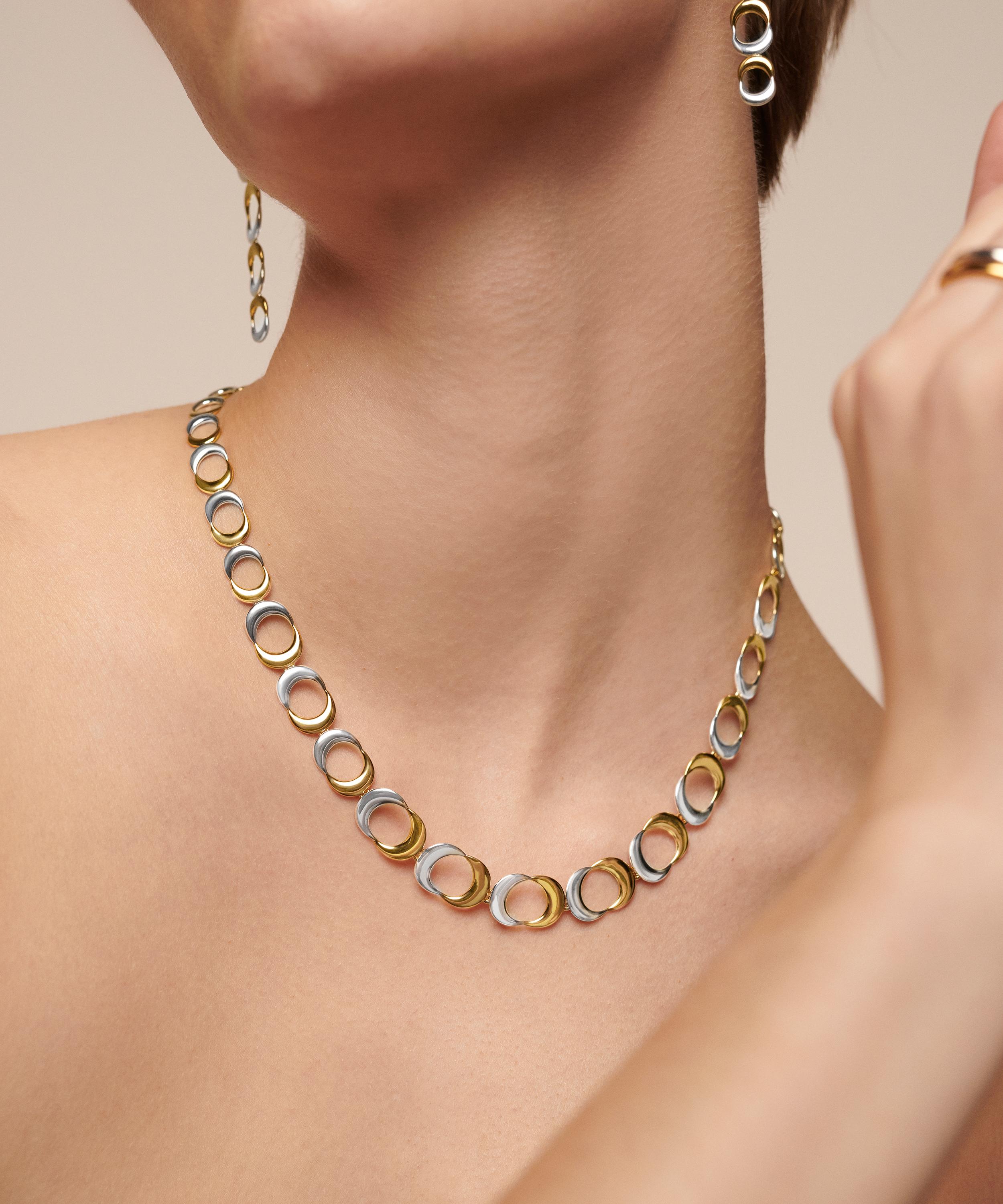 Monica Vinader - 18ct Gold-Plated Vermeil Silver Two-Tone Kissing Moon Collar Necklace image number 1