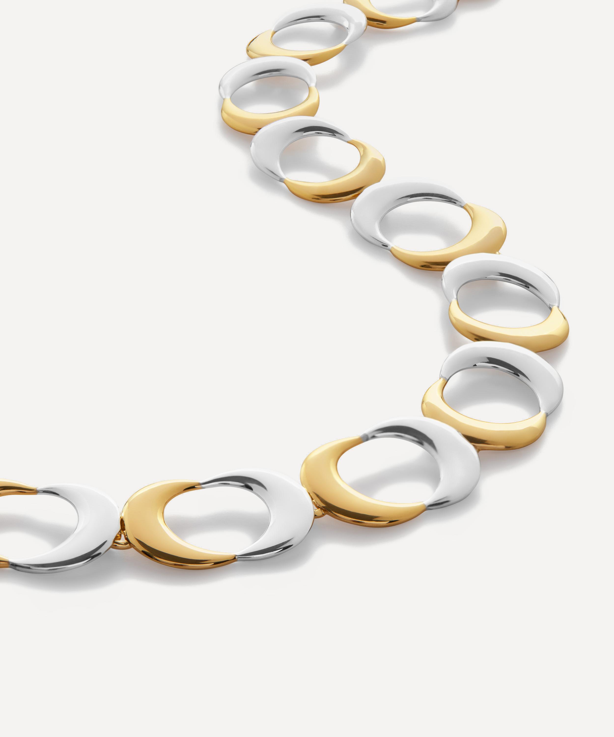 Monica Vinader - 18ct Gold-Plated Vermeil Silver Two-Tone Kissing Moon Collar Necklace image number 2