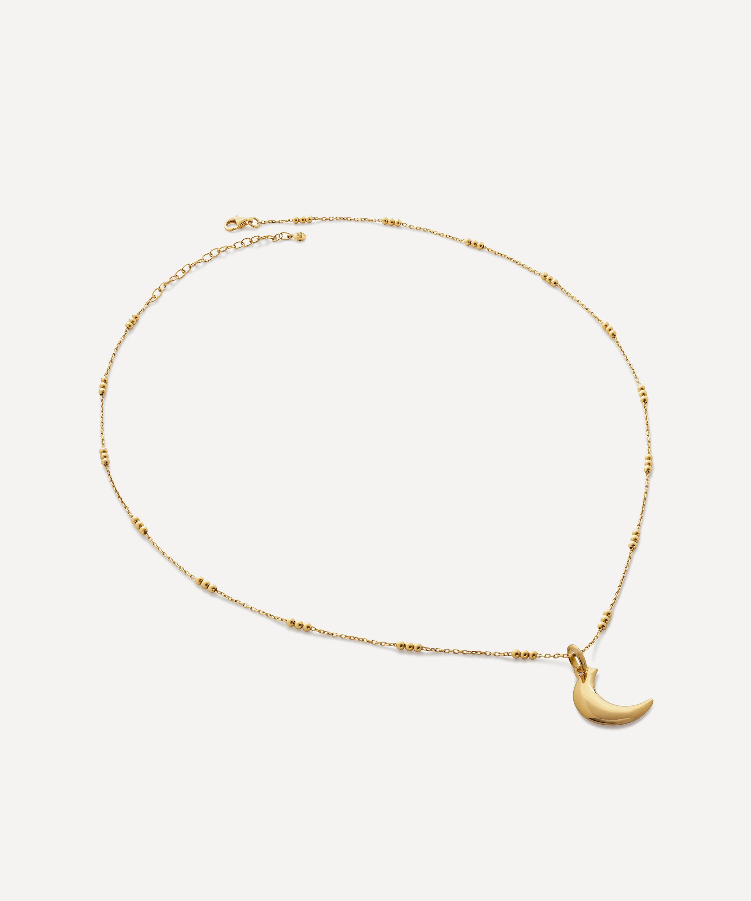 Monica Vinader - X Fei 18ct Gold-Plated Vermeil Crescent Moon Pendant Necklace