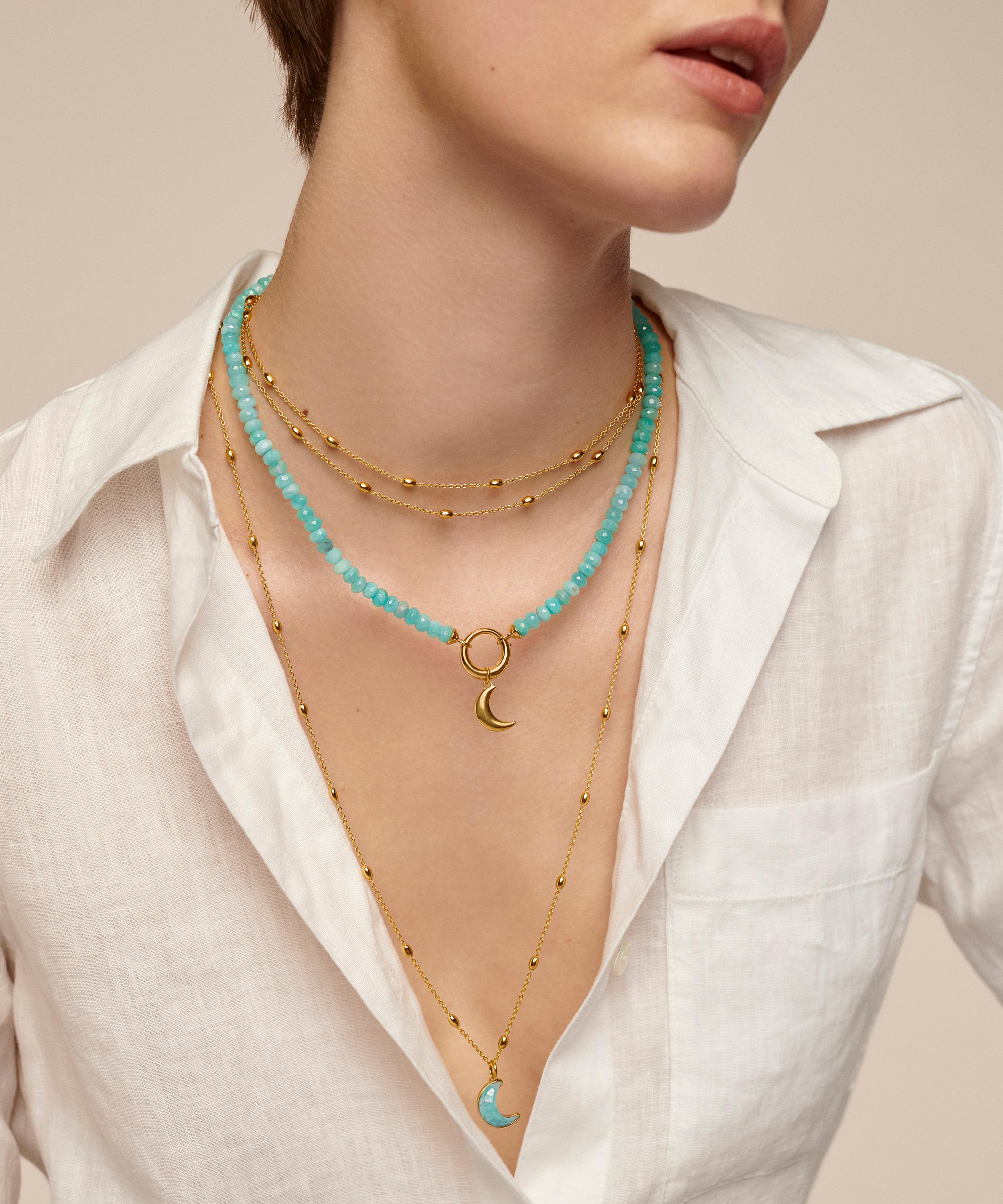 Monica Vinader - X Fei 18ct Gold-Plated Vermeil Gemstone Beaded Necklace image number 1