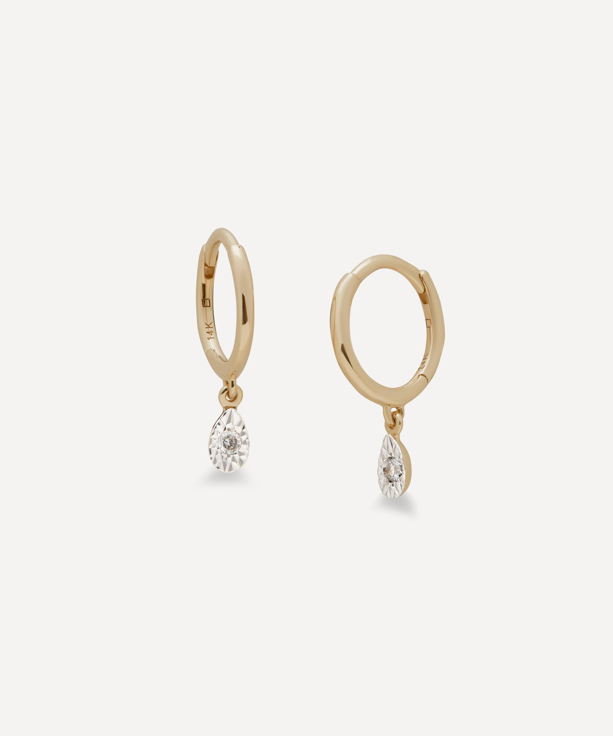 Monica Vinader - 14ct Gold Diamond Teardrop Mini Huggie Hoop Earrings