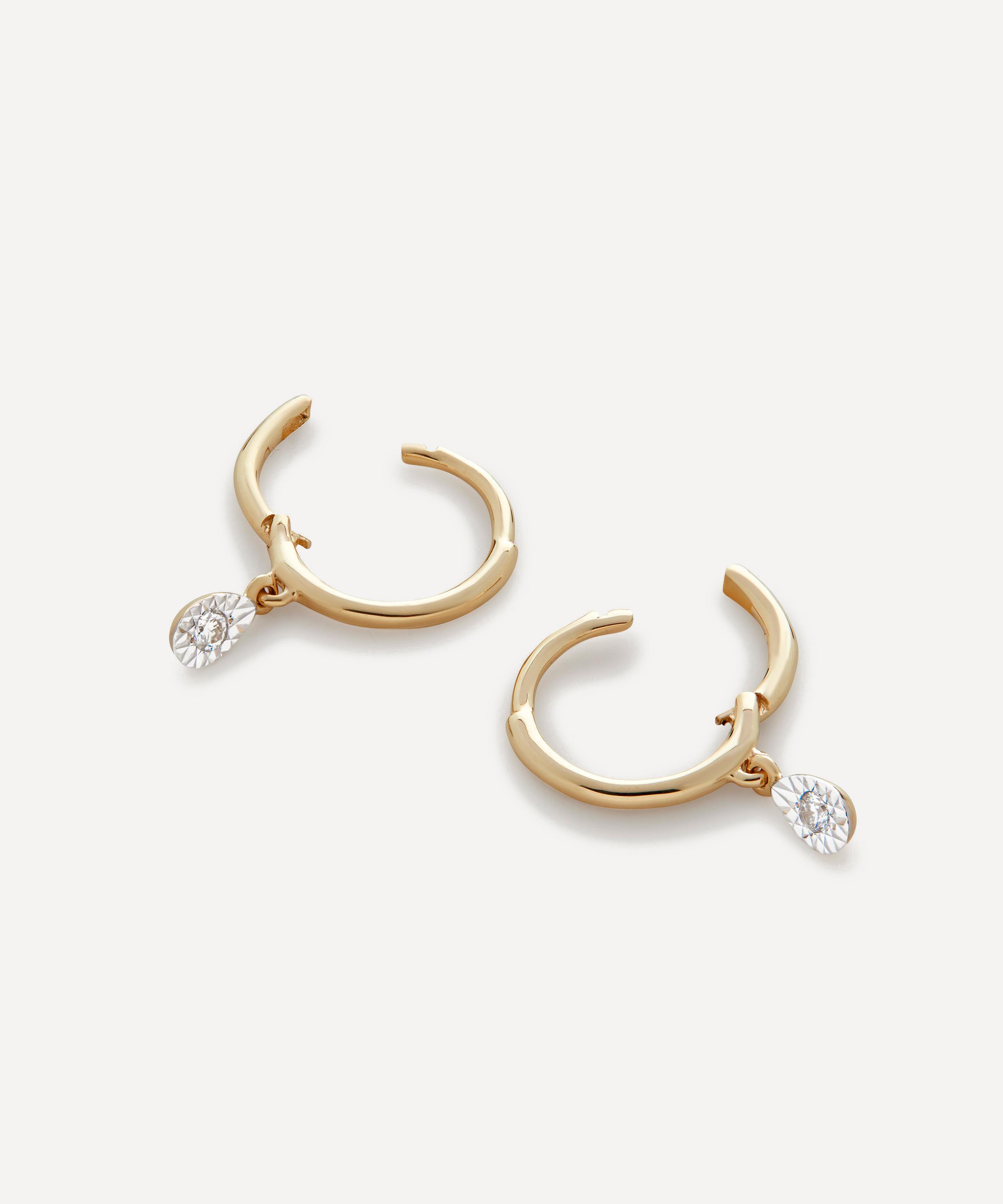 Monica Vinader - 14ct Gold Diamond Teardrop Mini Huggie Hoop Earrings image number 1