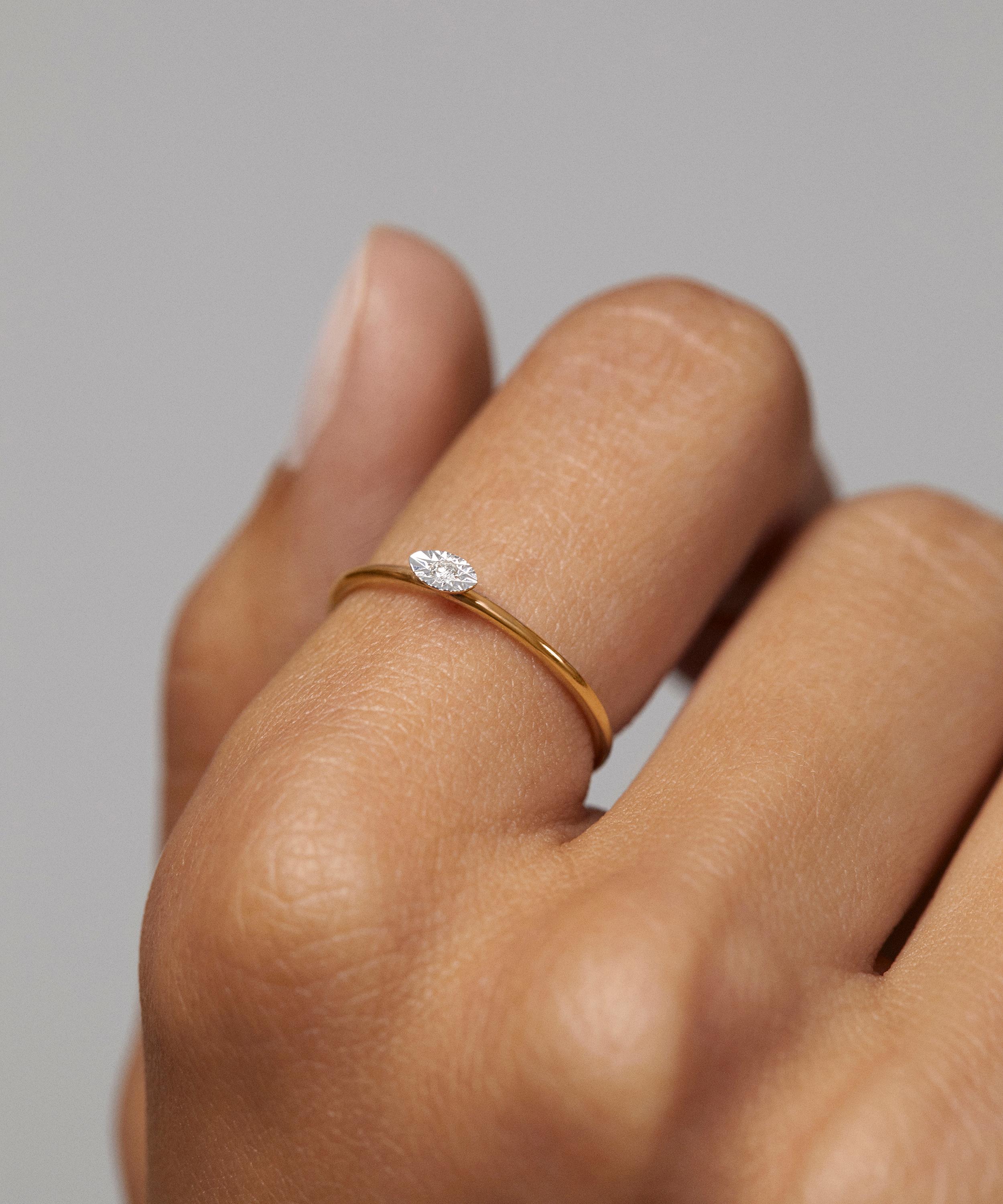 Monica Vinader - 14ct Gold Marquise Lab-Grown Diamond Ring image number 1