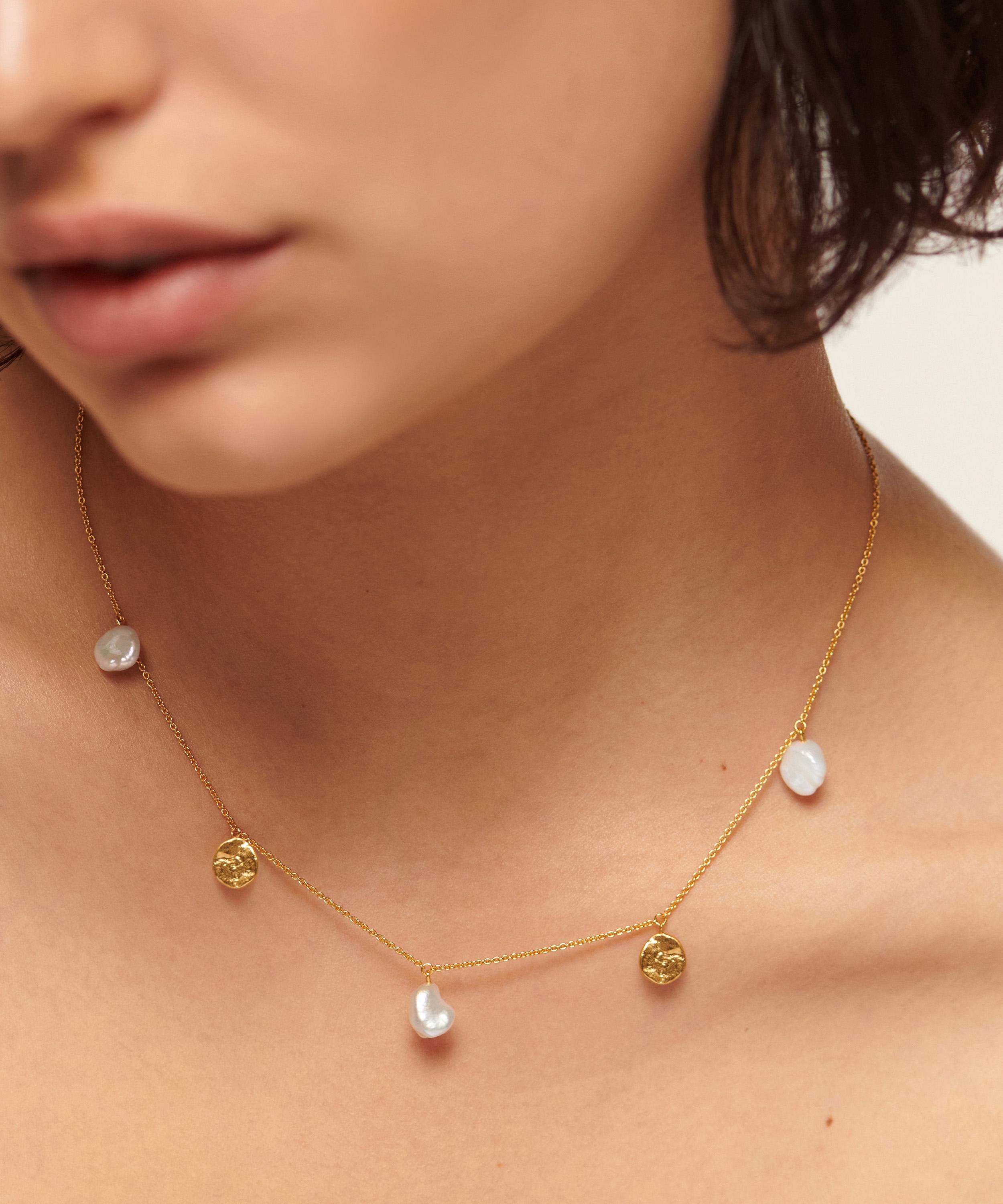 Monica Vinader - 18ct Gold-Plated Vermeil Silver Capri Keshi Pearl Drop Necklace image number 1