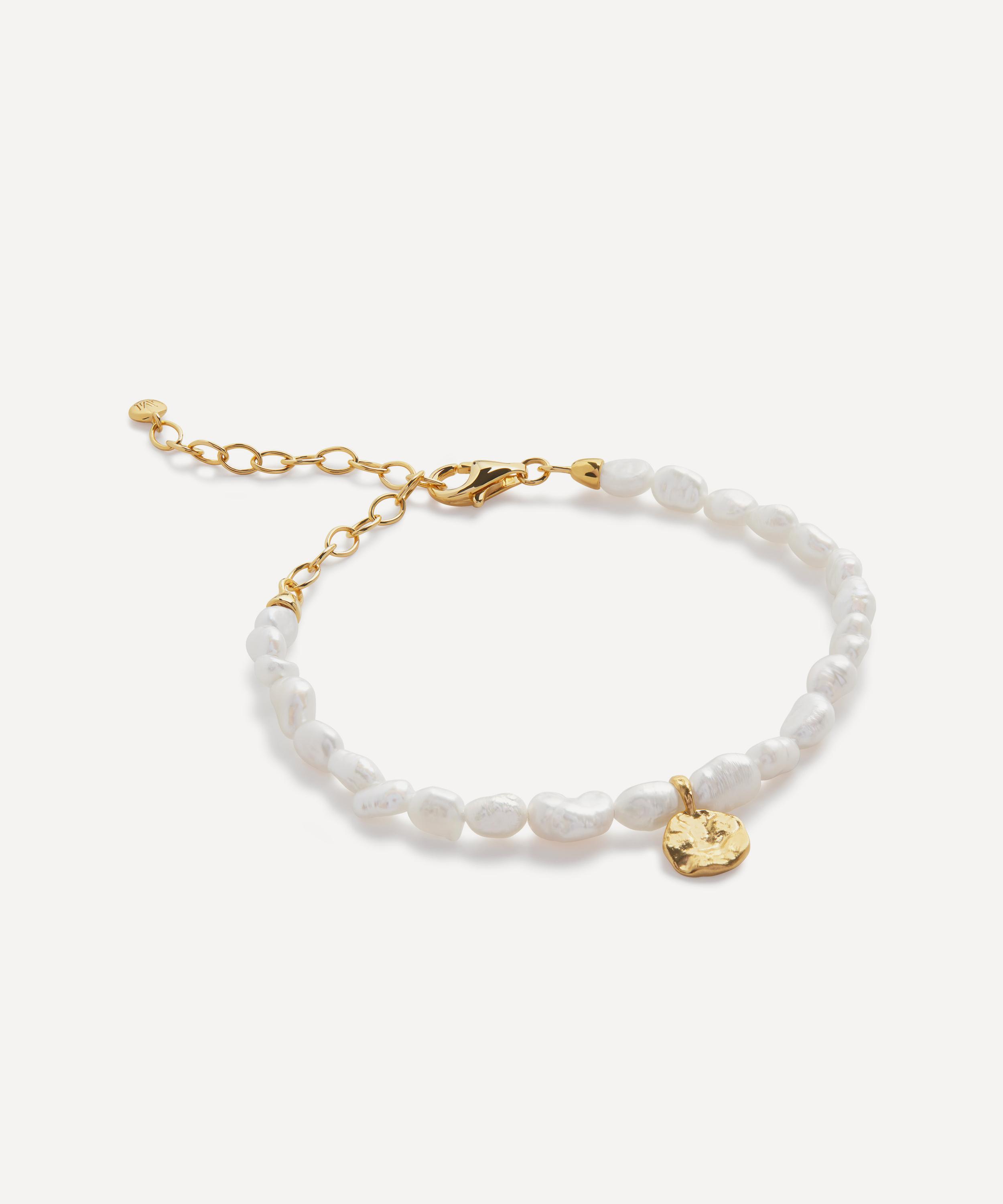 Monica Vinader - 18ct Gold-Plated Vermeil Silver Capri Mini Keshi Pearl Disc Bracelet image number 0