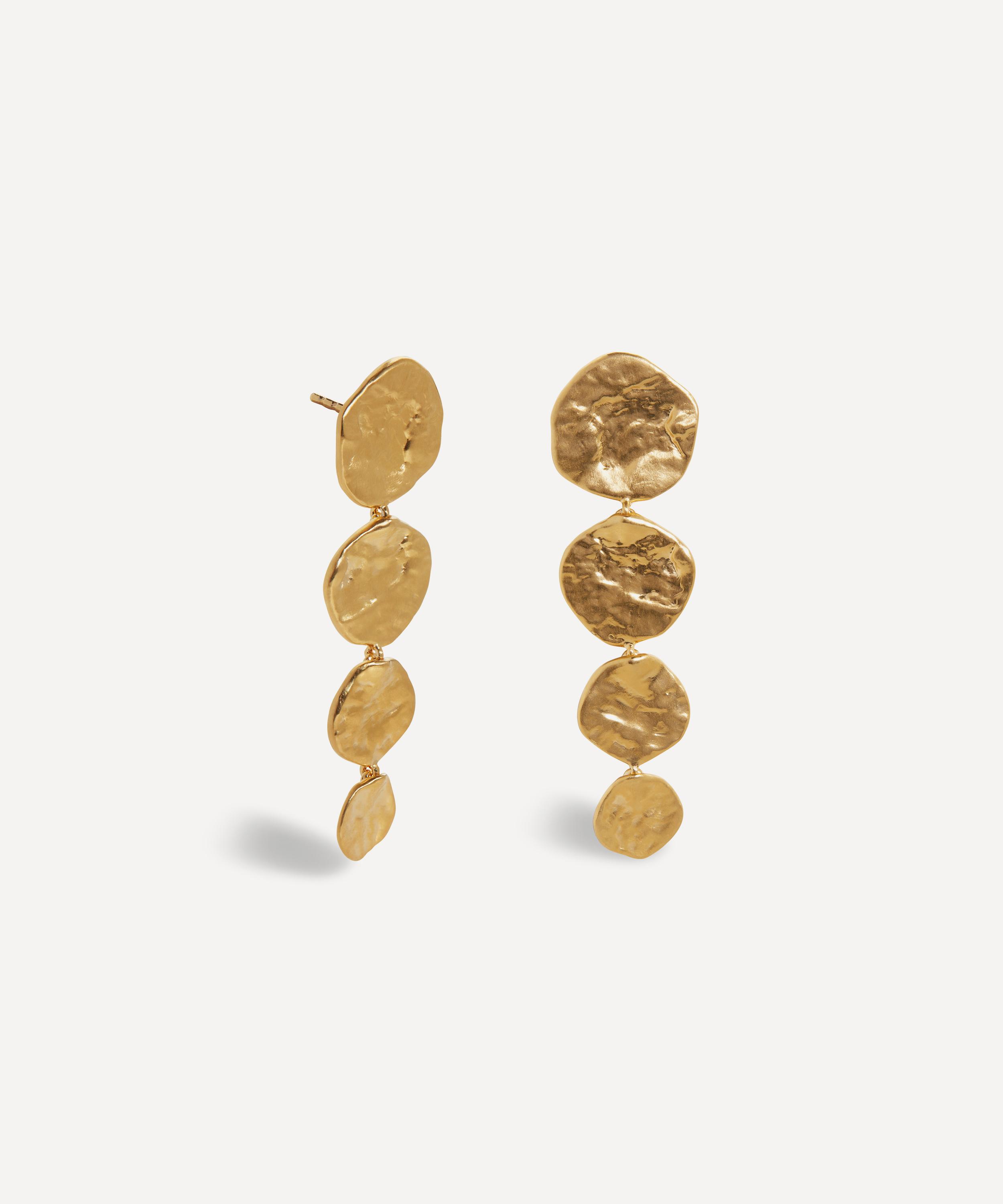 Monica Vinader - 18ct Gold-Plated Vermeil Silver Capri Disc Cocktail Drop Earrings image number 0