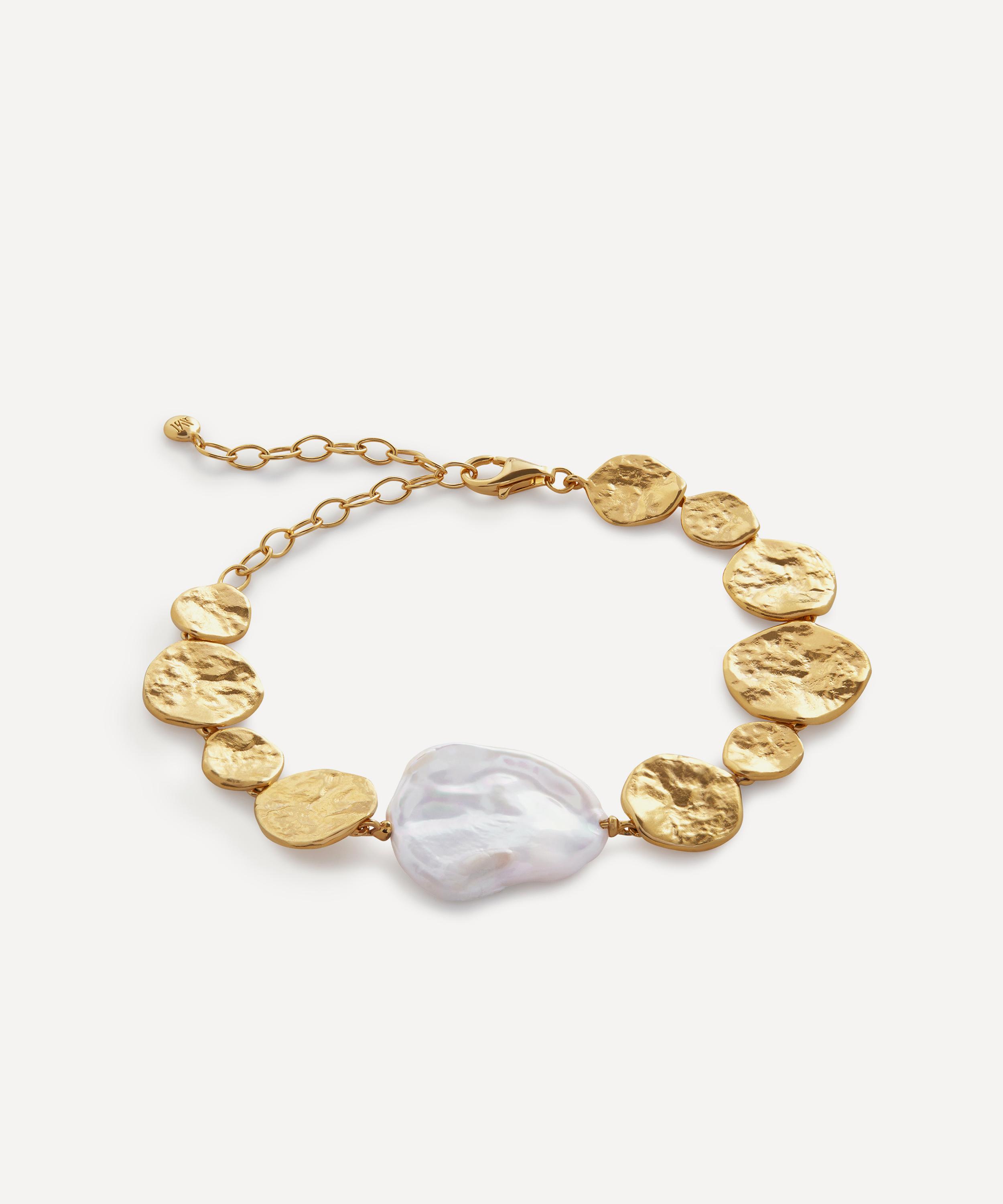 Monica Vinader - 18ct Gold-Plated Vermeil Silver Capri Keshi Pearl Disc Bracelet image number 0