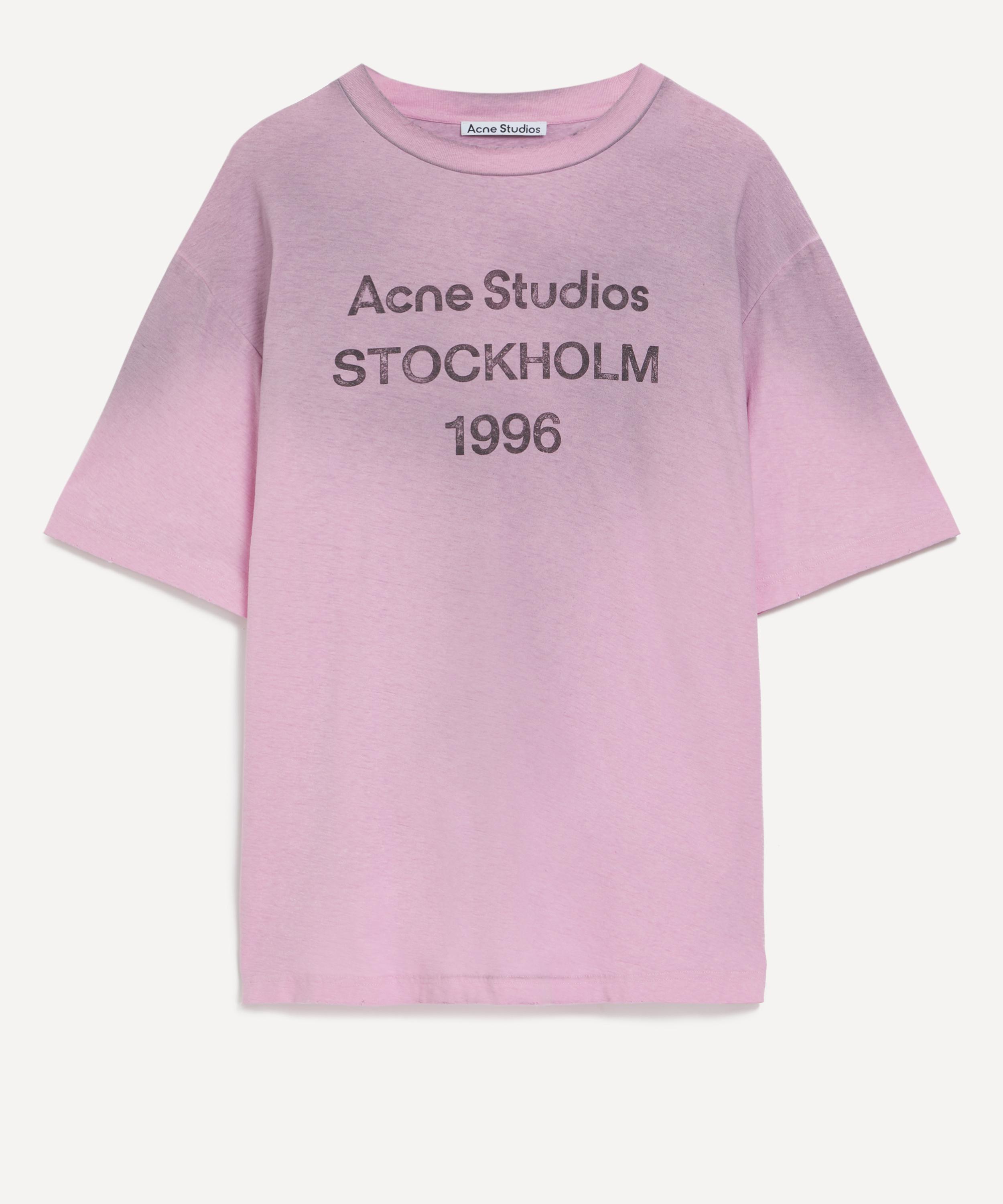 Acne Studios - Cotton Candy Pink Logo Print T-Shirt image number 0