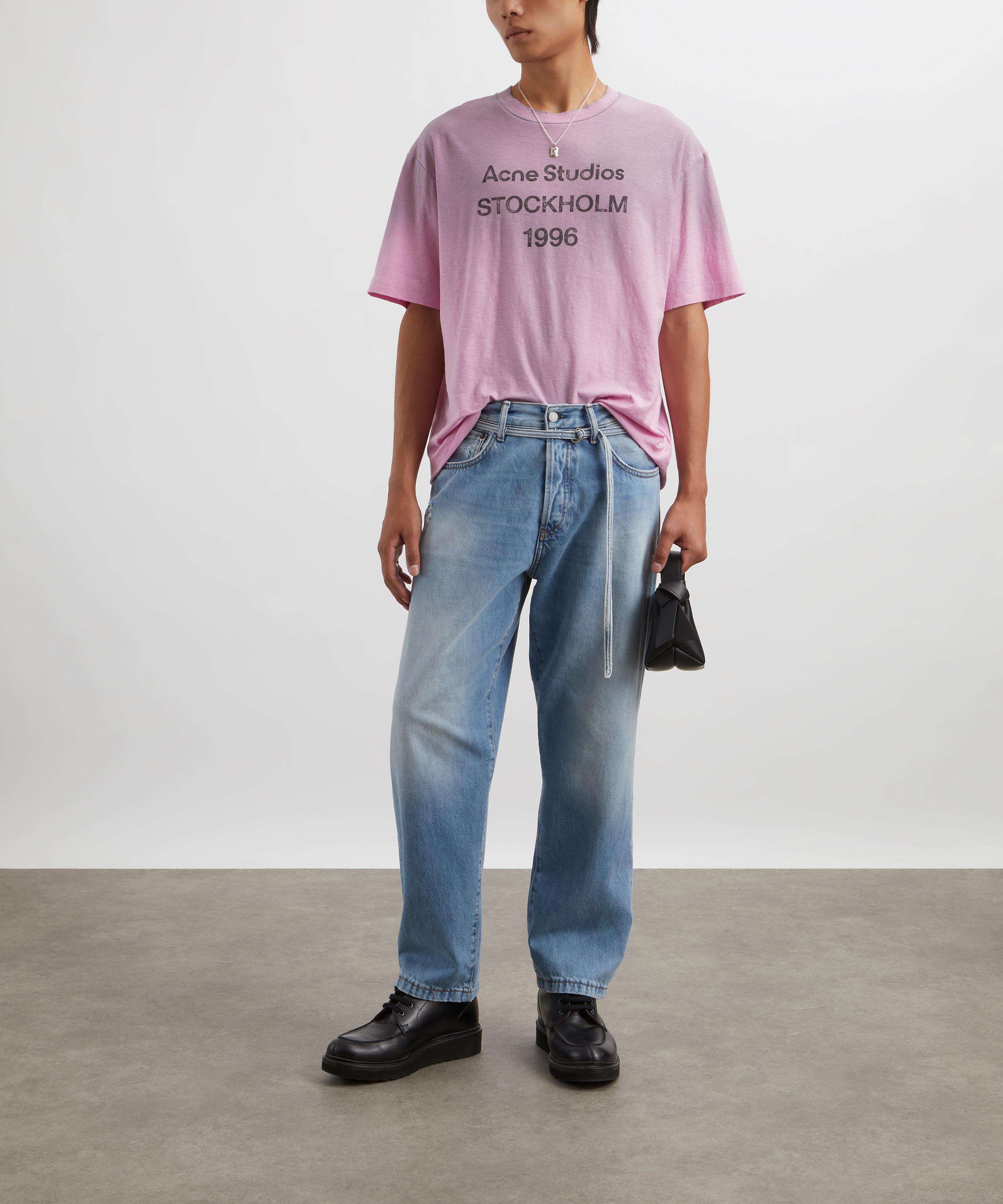 Acne Studios - Cotton Candy Pink Logo Print T-Shirt image number 1