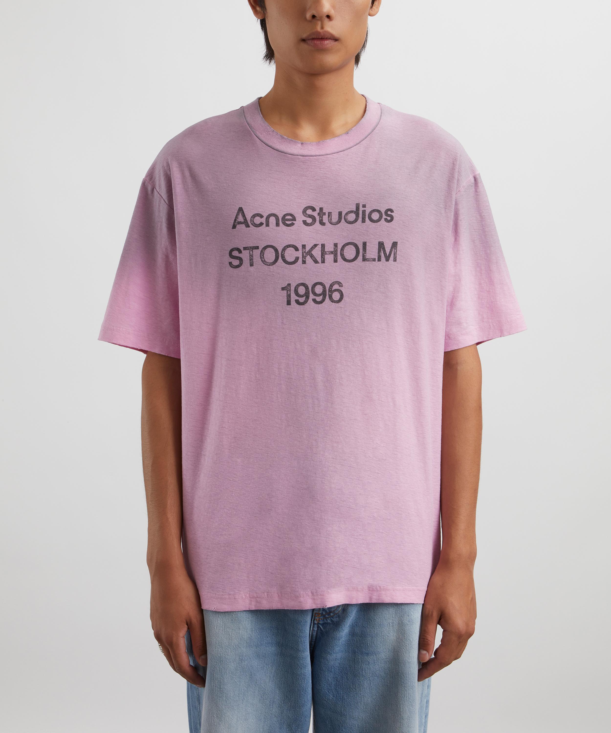 Acne Studios - Cotton Candy Pink Logo Print T-Shirt image number 2