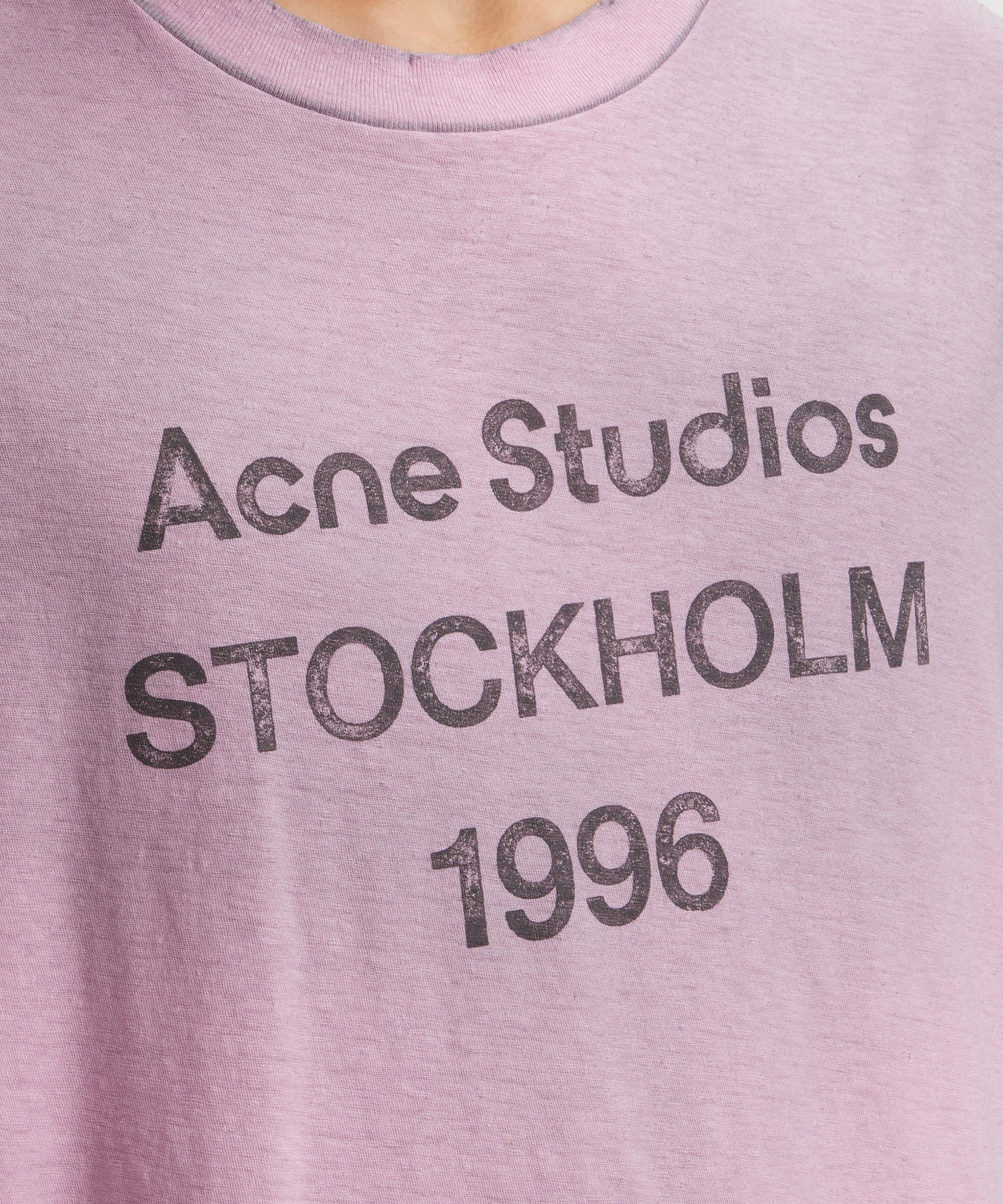 Acne Studios - Cotton Candy Pink Logo Print T-Shirt image number 4