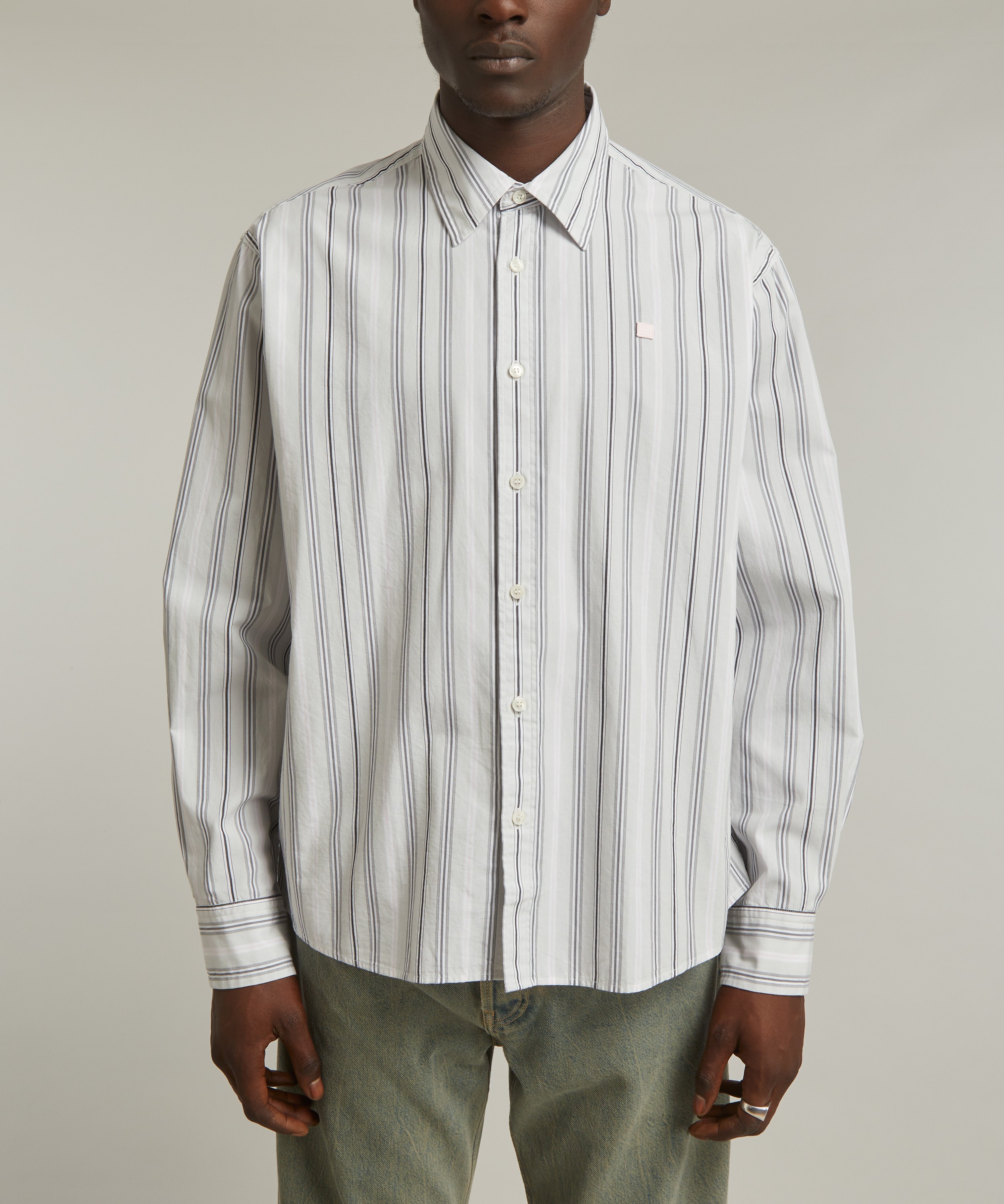 Acne Studios - Face Logo Striped Shirt image number 2