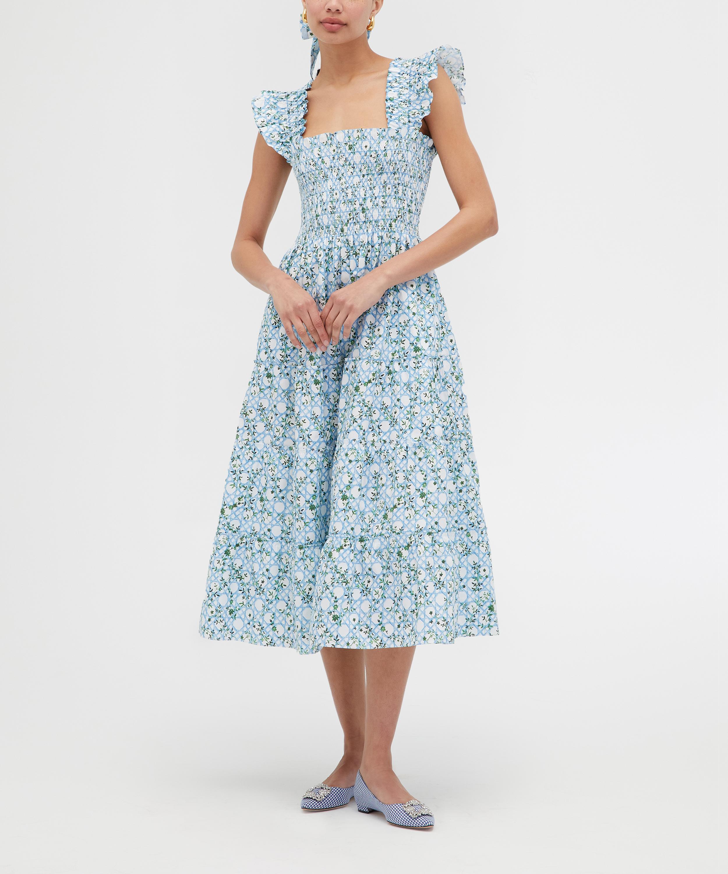 Hill House Home - Ellie Nap Dress in Blue Basketweave Vine image number 1