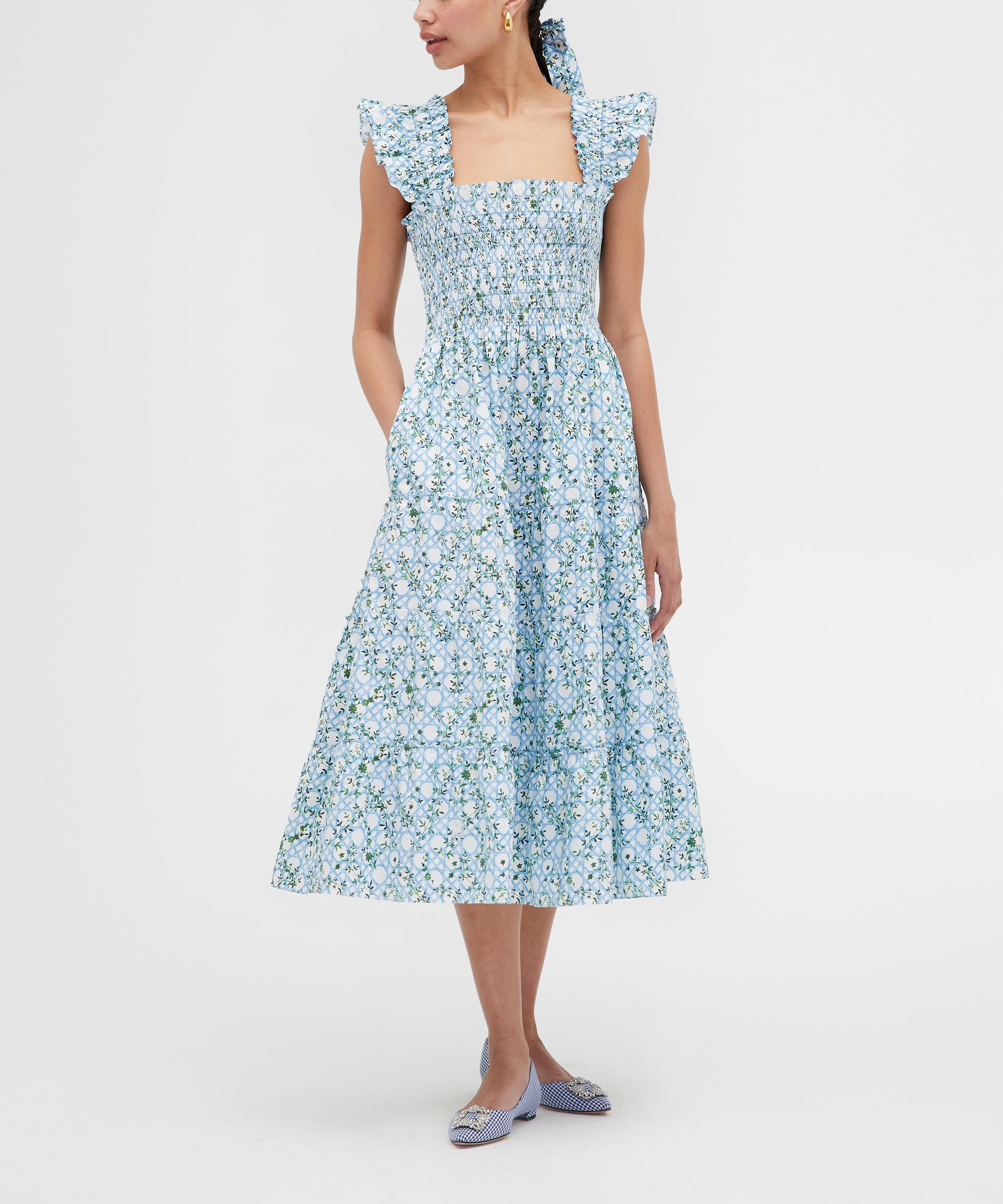 Hill House Home - Ellie Nap Dress in Blue Basketweave Vine image number 2