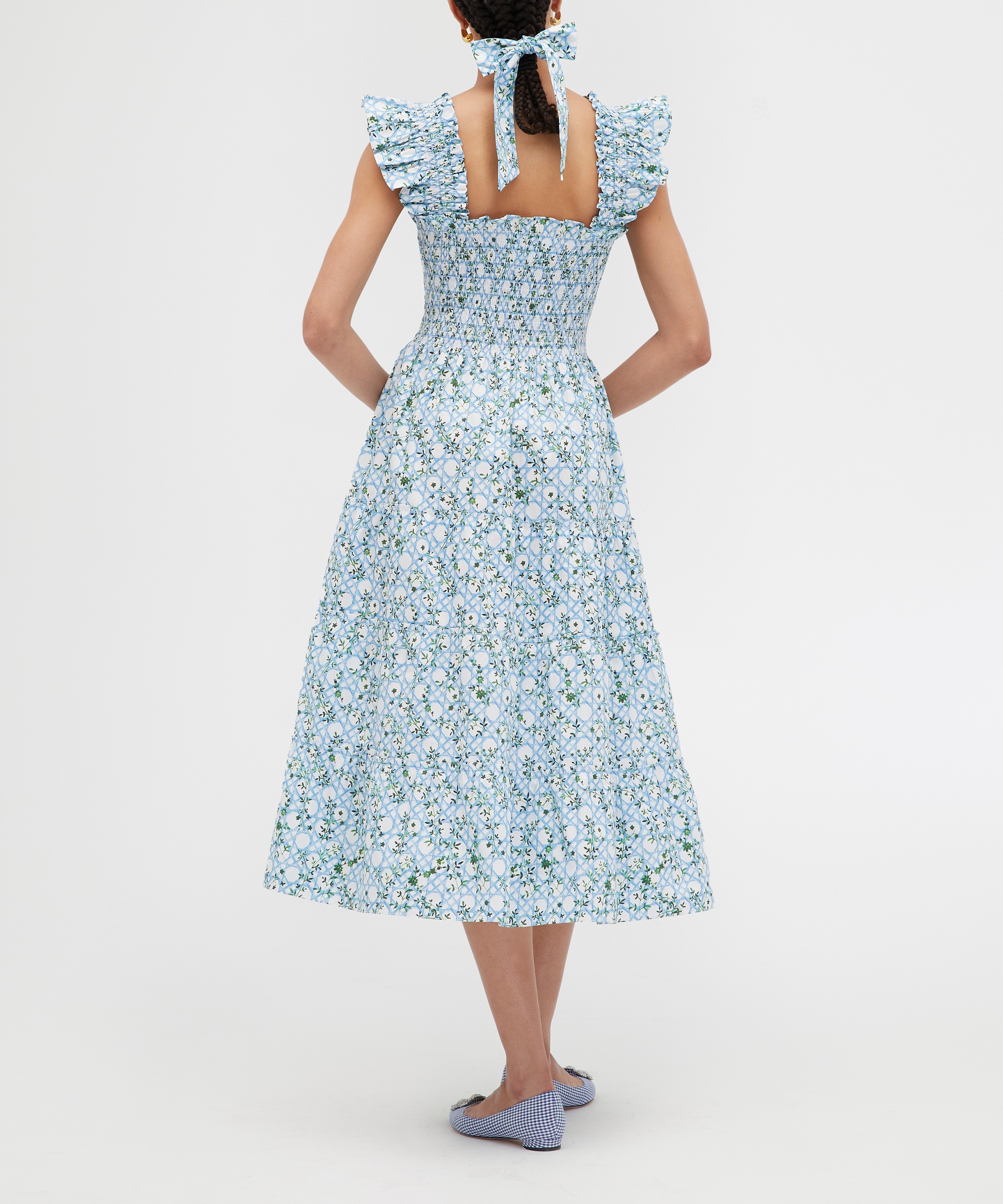 Hill House Home - Ellie Nap Dress in Blue Basketweave Vine image number 3